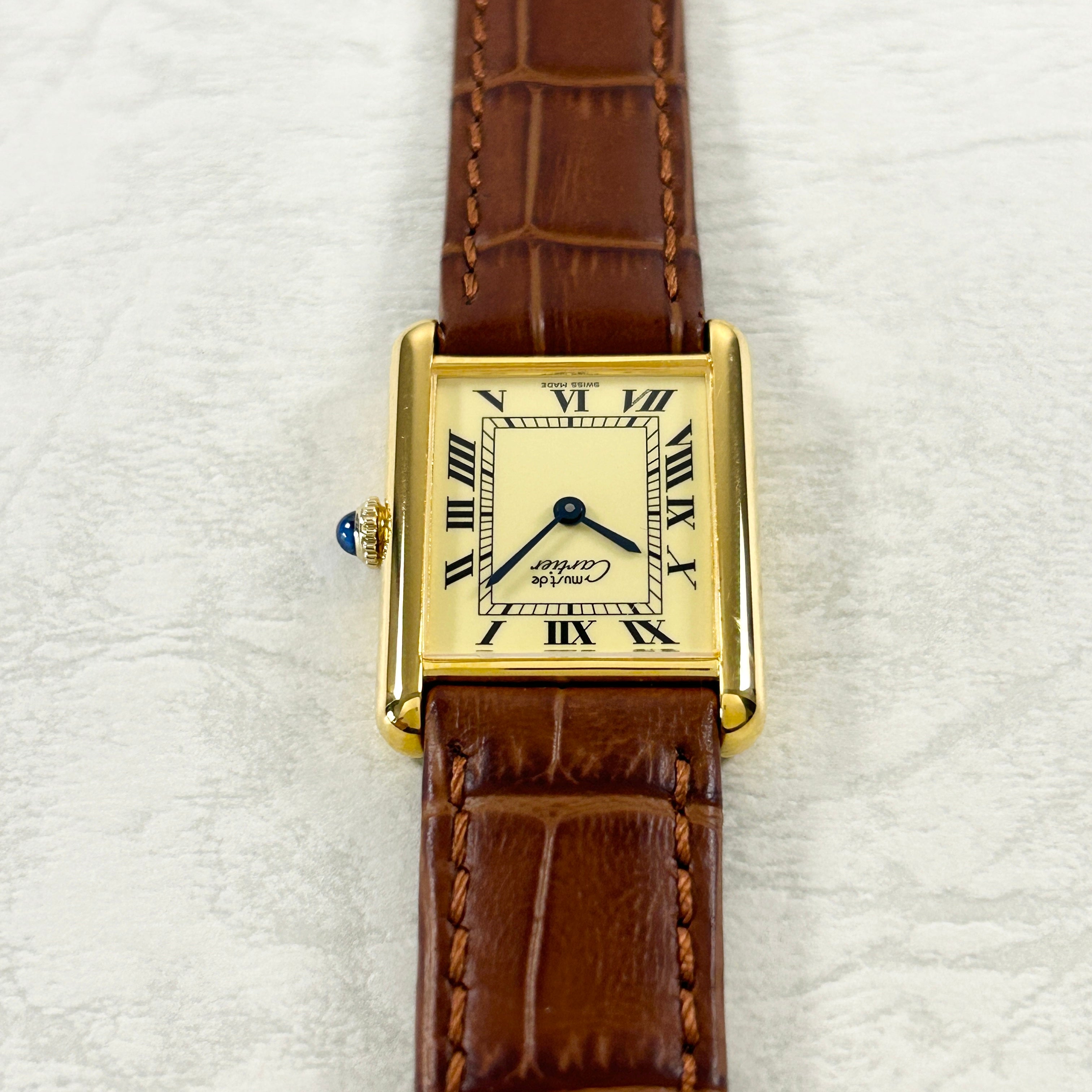 [Cartier] Cartier Must Tank LM Manual Winding Ivory Roman Permanent Warranty Included