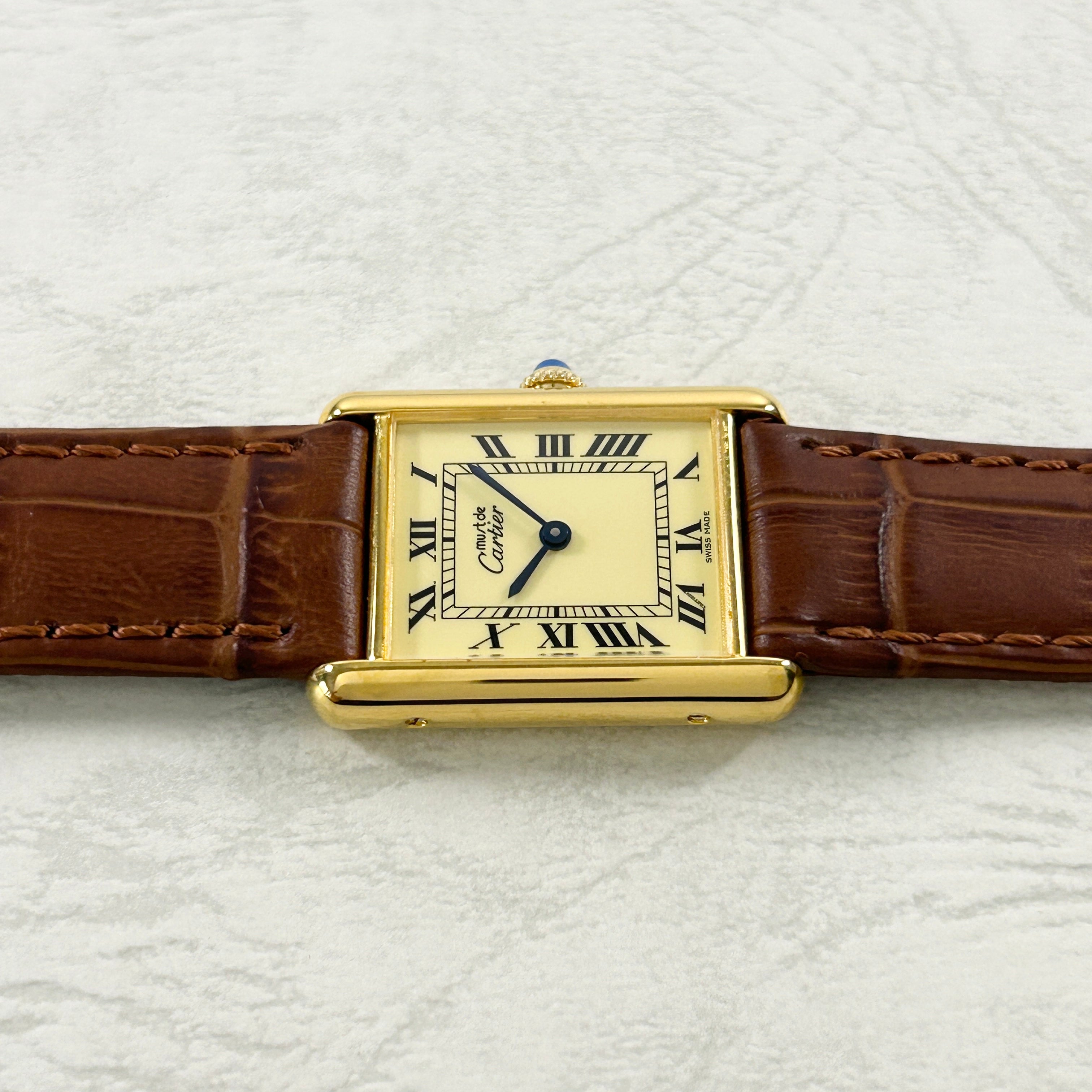 [Cartier] Cartier Must Tank LM Manual Winding Ivory Roman Permanent Warranty Included