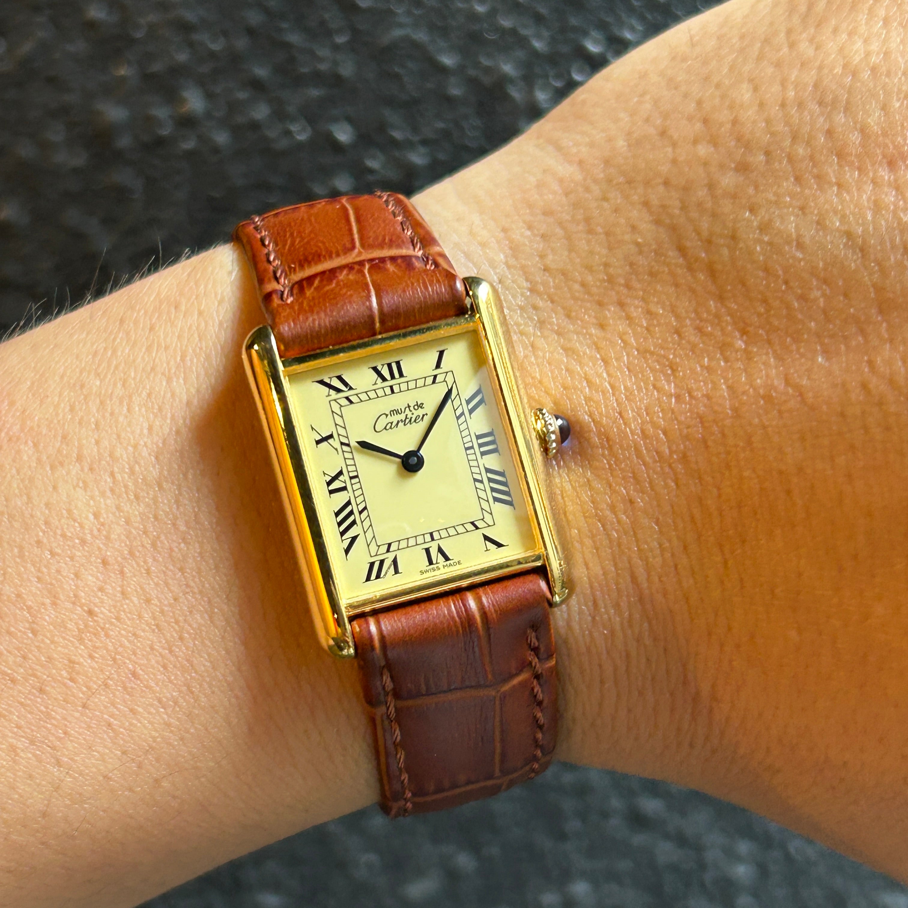 [Cartier] Cartier Must Tank LM Manual Winding Ivory Roman Permanent Warranty Included