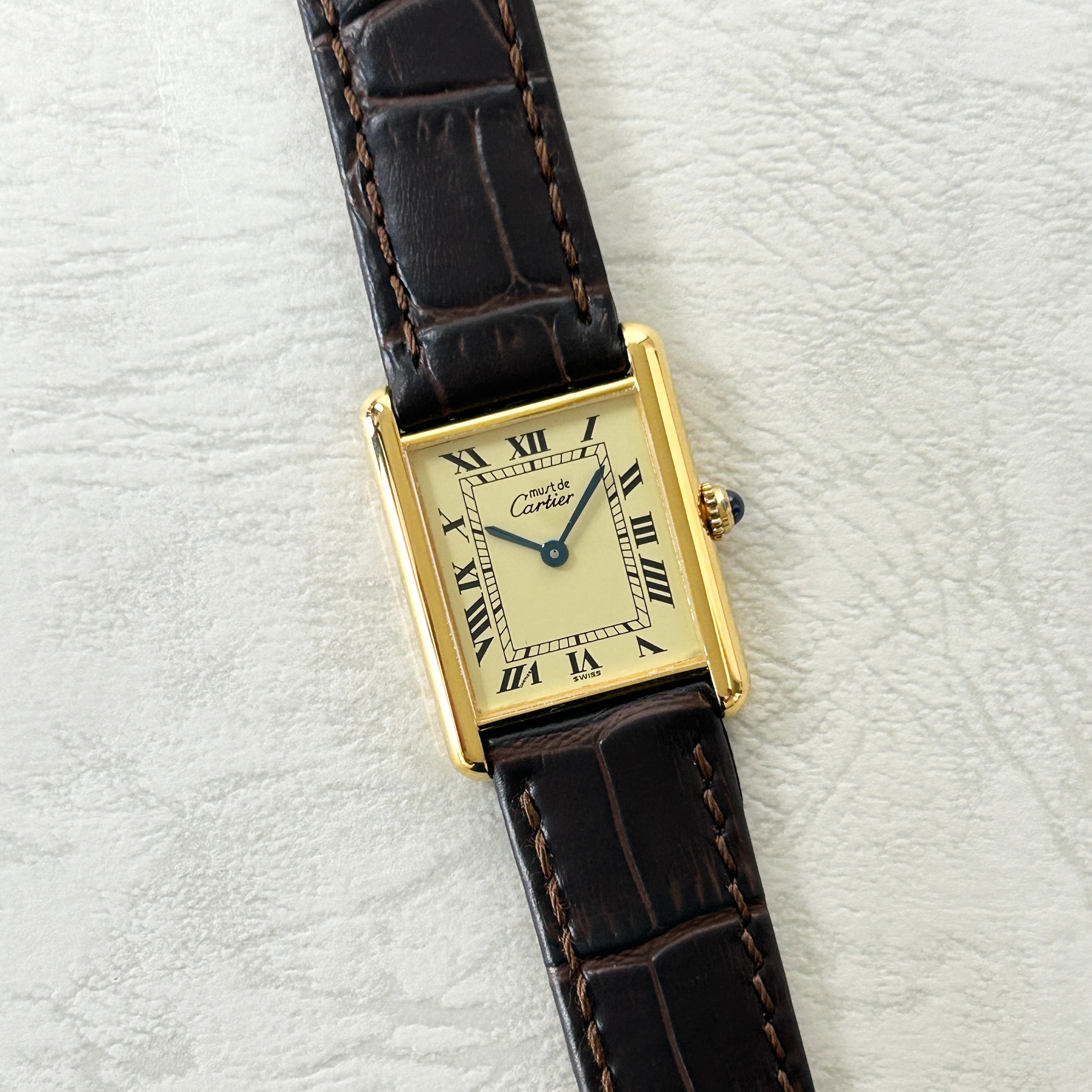 [Cartier] Cartier Must Tank LM Ivory Roma QZ with genuine buckle