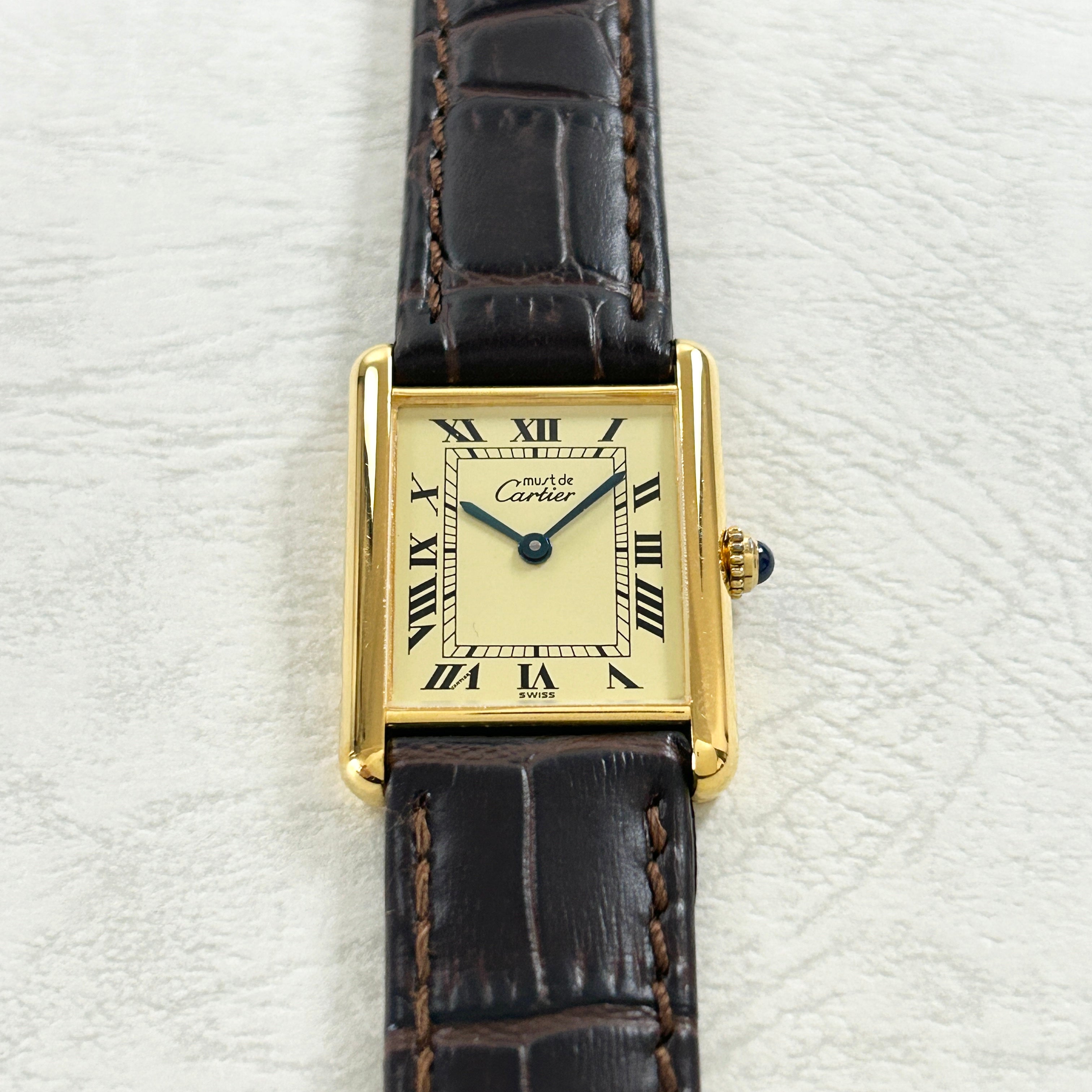 [Cartier] Cartier Must Tank LM Ivory Roma QZ with genuine buckle