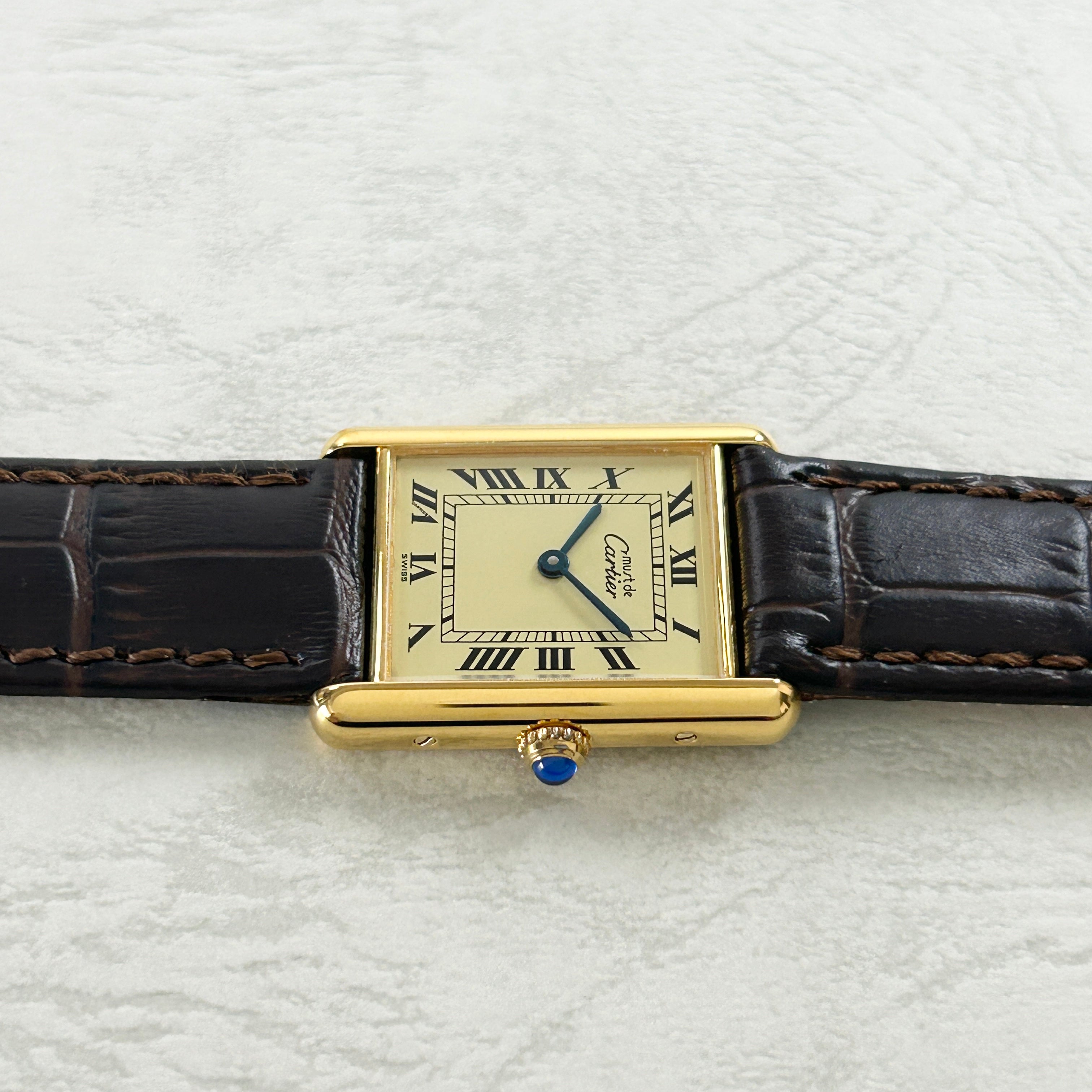 [Cartier] Cartier Must Tank LM Ivory Roma QZ with genuine buckle