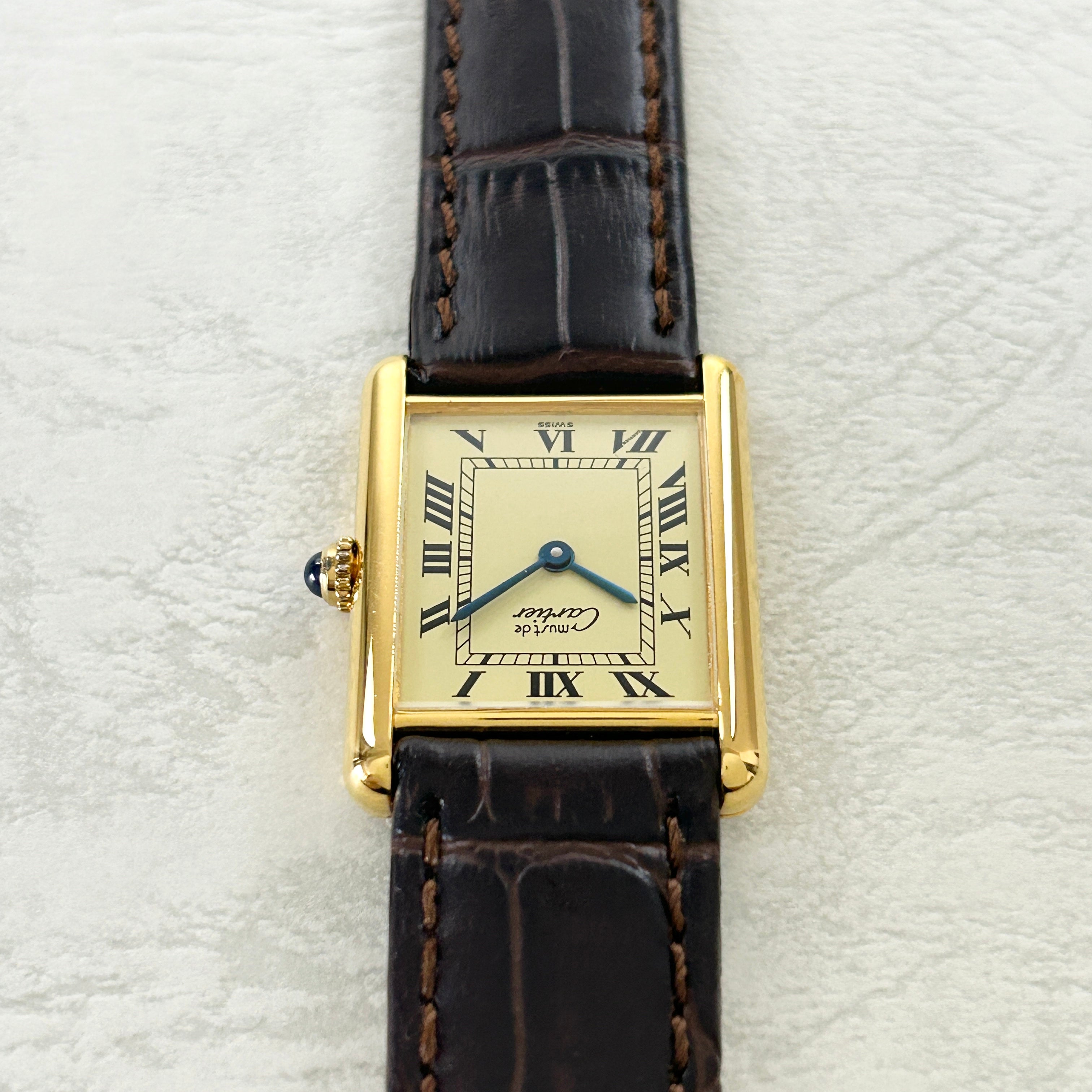 [Cartier] Cartier Must Tank LM Ivory Roma QZ with genuine buckle