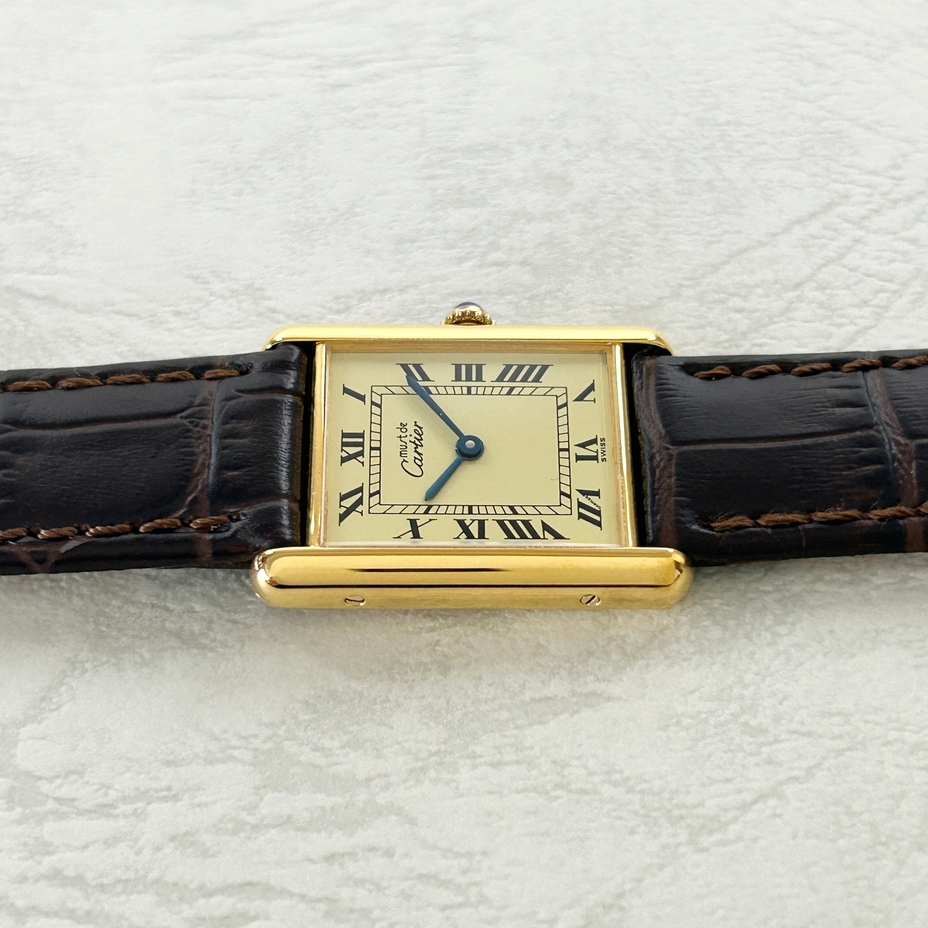 [Cartier] Cartier Must Tank LM Ivory Roma QZ with genuine buckle