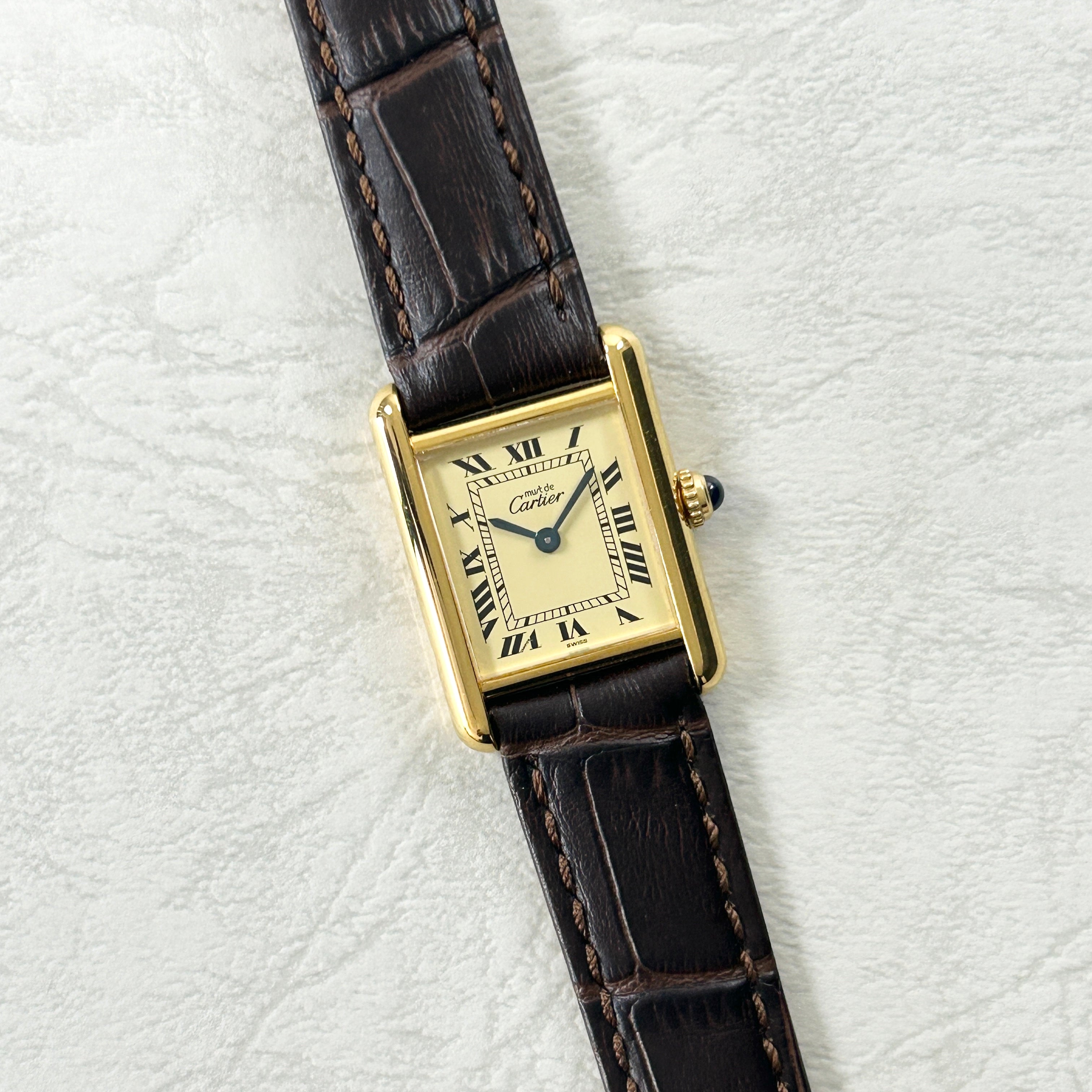 [Cartier] Cartier<br> Mast Tank SM Ivory Roma QZ with genuine buckle