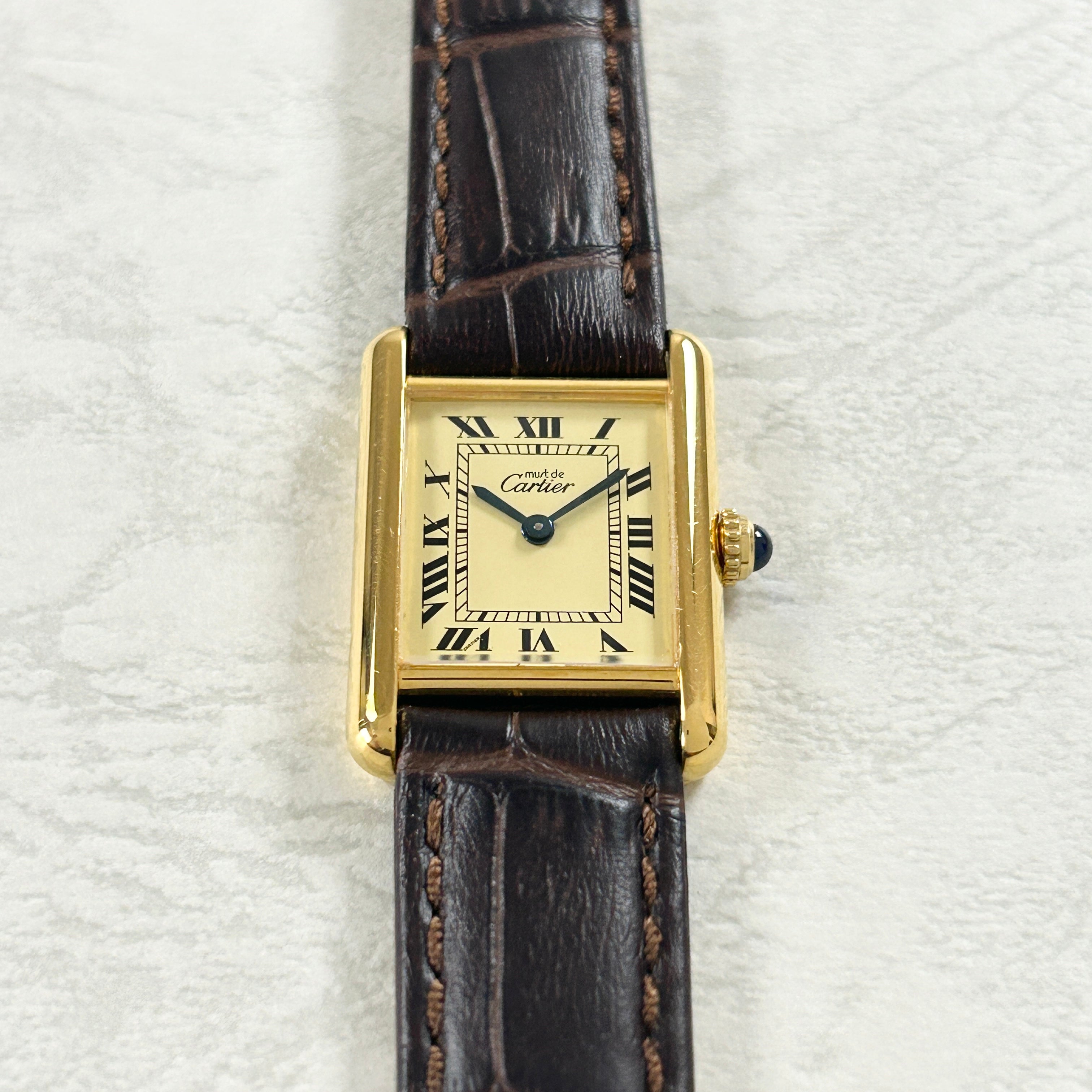 [Cartier] Cartier<br> Mast Tank SM Ivory Roma QZ with genuine buckle