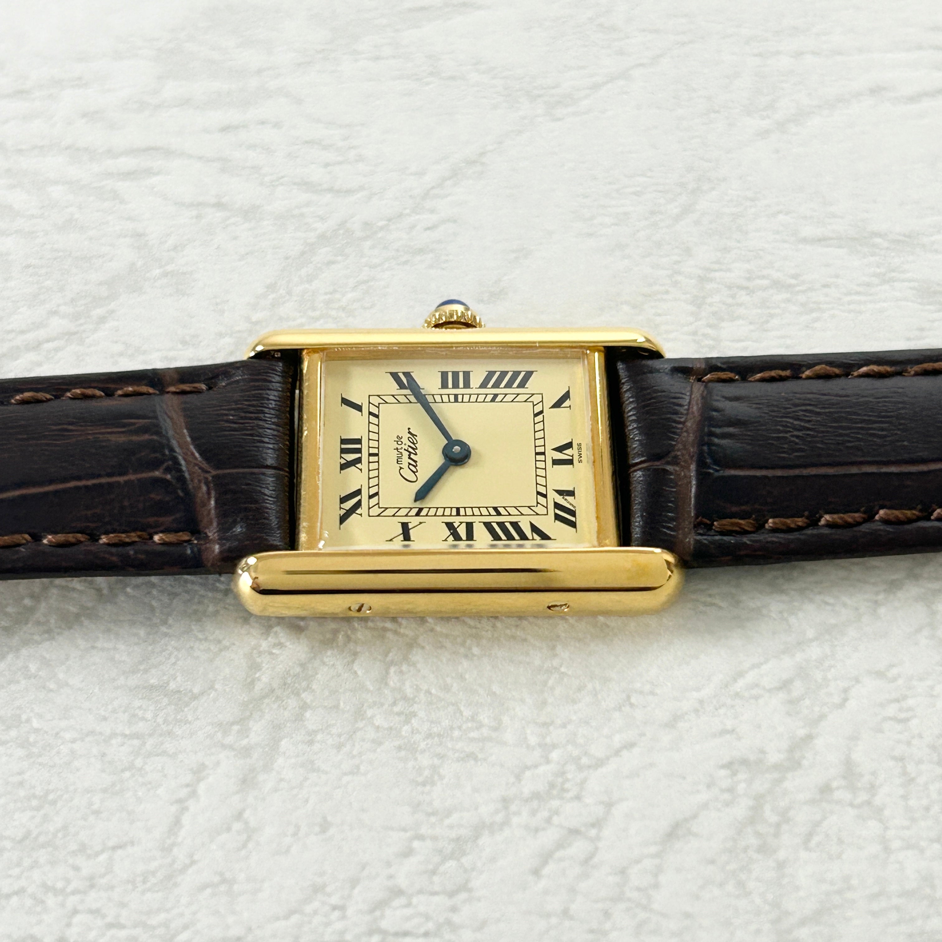 [Cartier] Cartier<br> Mast Tank SM Ivory Roma QZ with genuine buckle