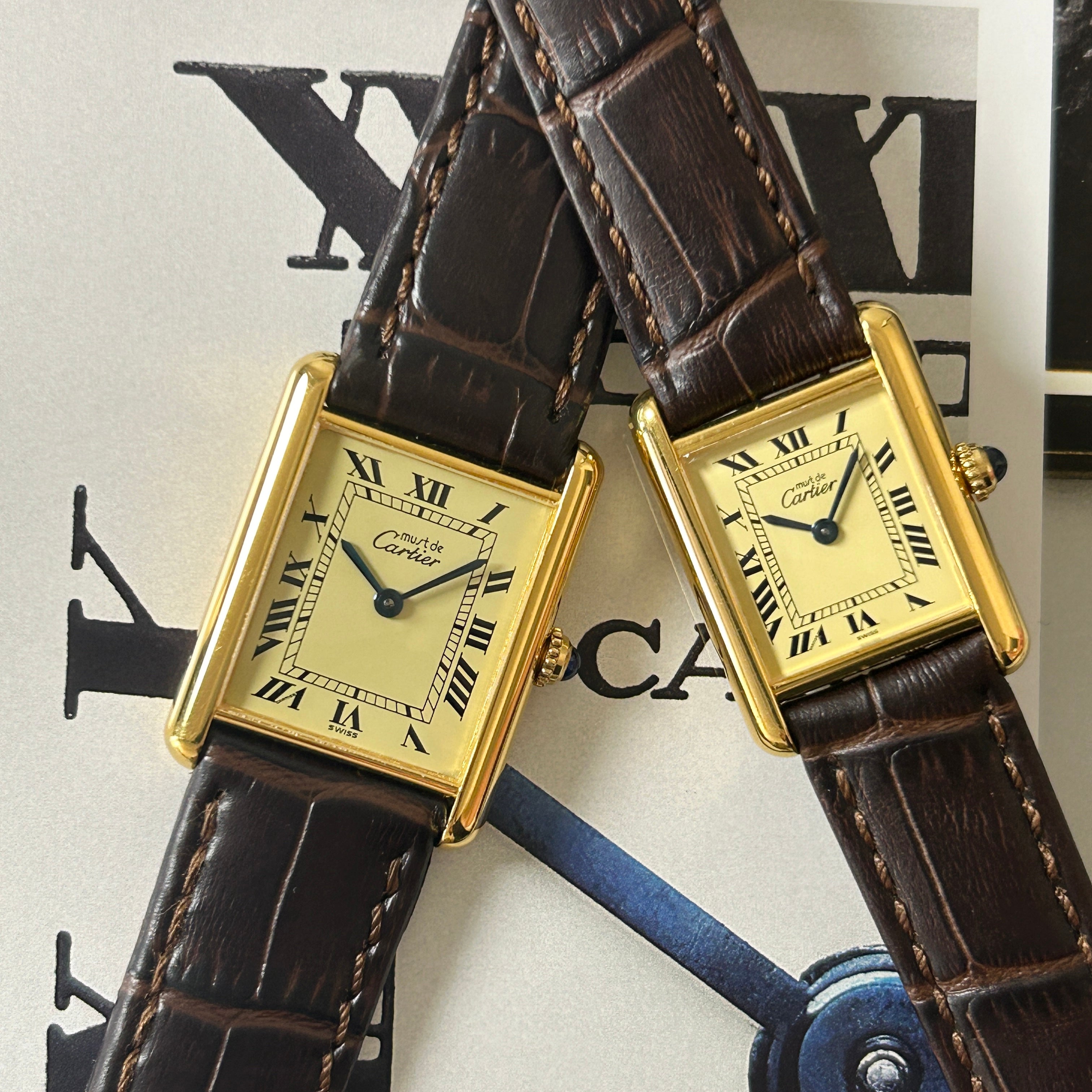 [Cartier] Cartier<br> Mast Tank SM Ivory Roma QZ with genuine buckle