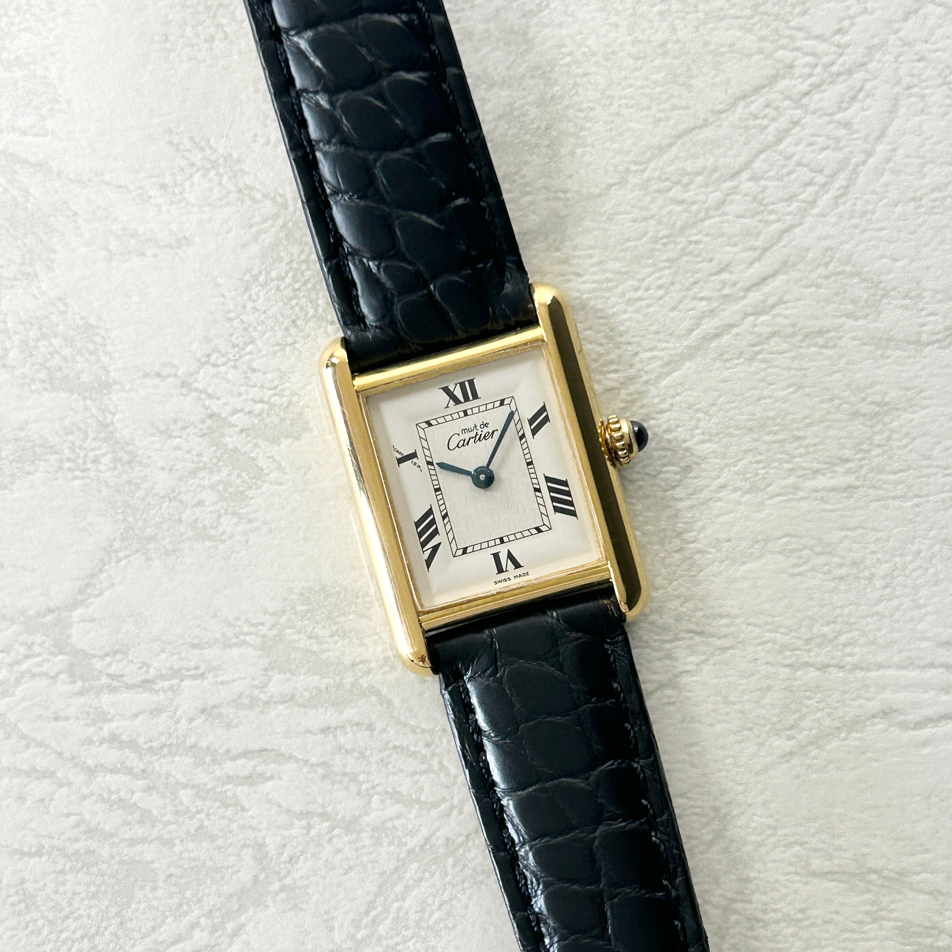 【Cartier】カルティエ<BR>マストタンク SM後期型飛びローマ 純正Dバックル付き