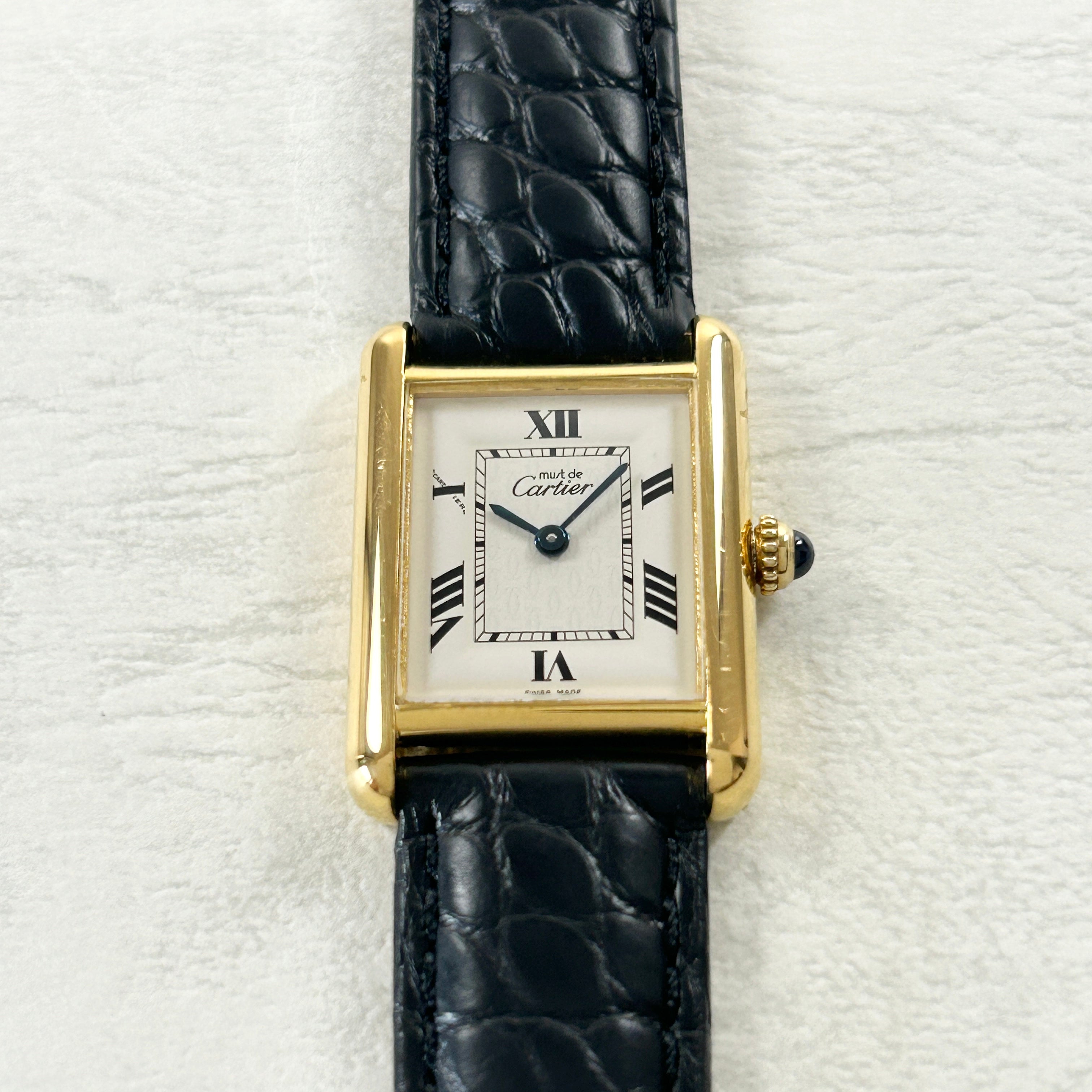 【Cartier】カルティエ<BR>マストタンク SM後期型飛びローマ 純正Dバックル付き