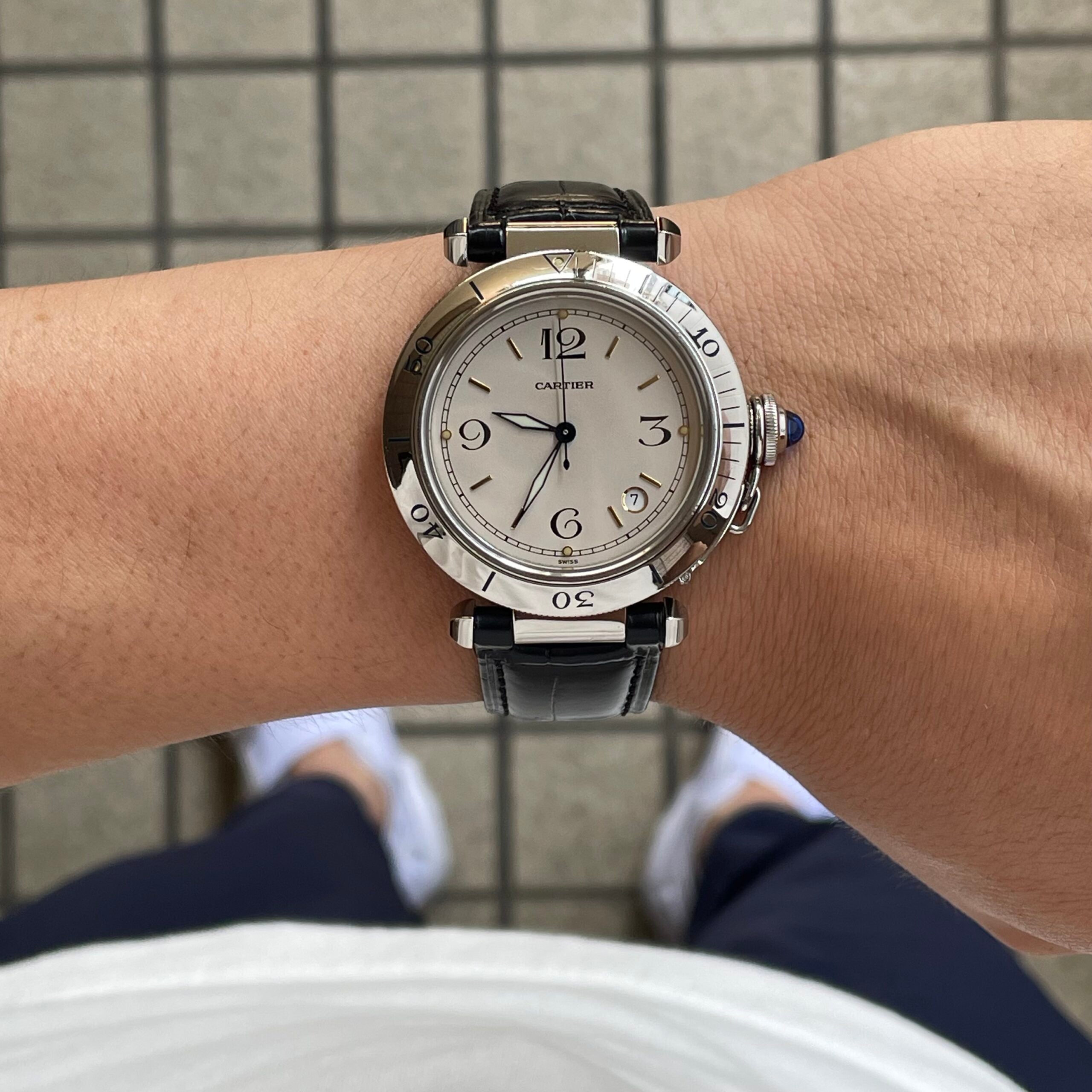 [Cartier] Pasha C38 Outside bezel Ivory 12, 3, 6.9 With accessories