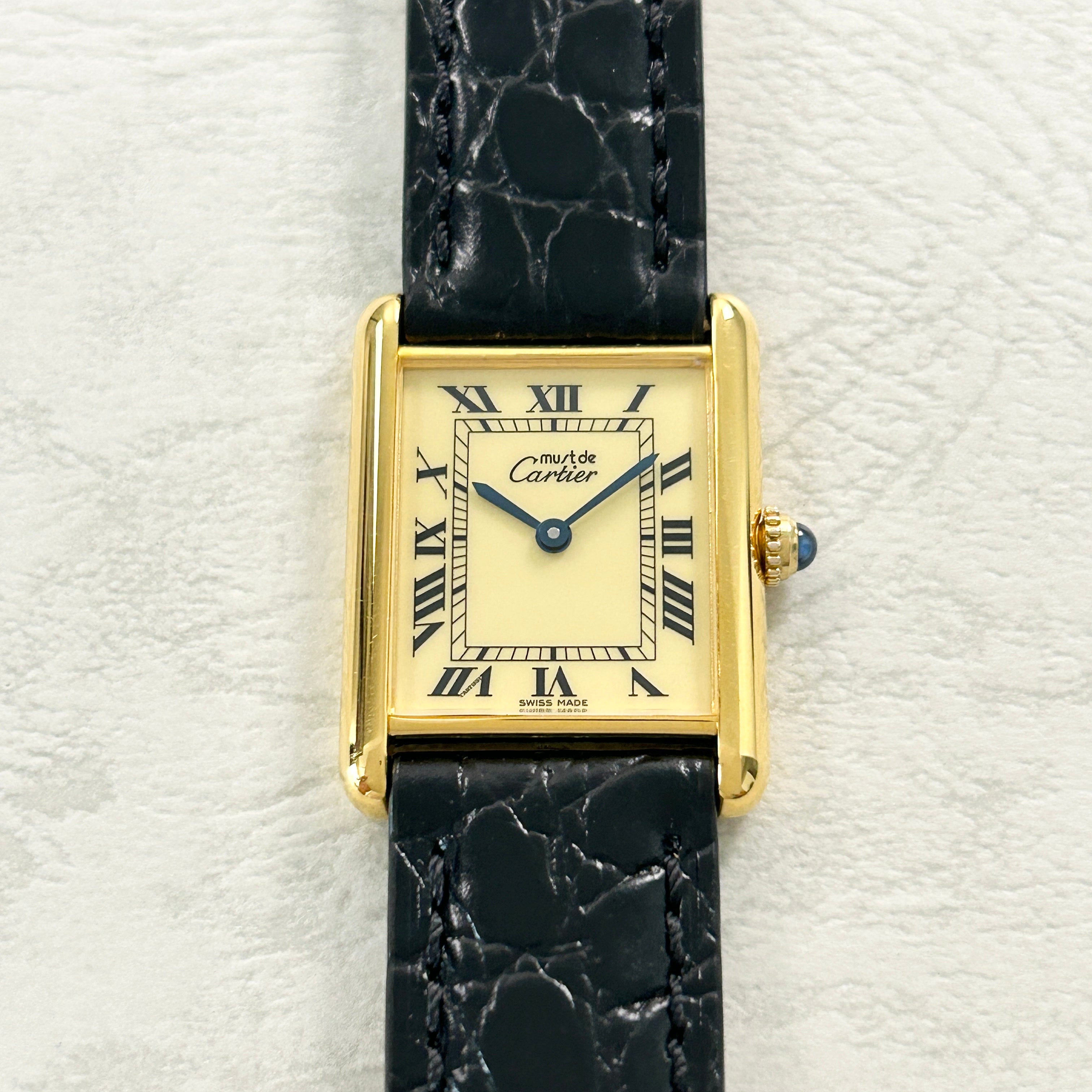 [Cartier] Cartier Must Tank LM Ivory Roma QZ with genuine buckle