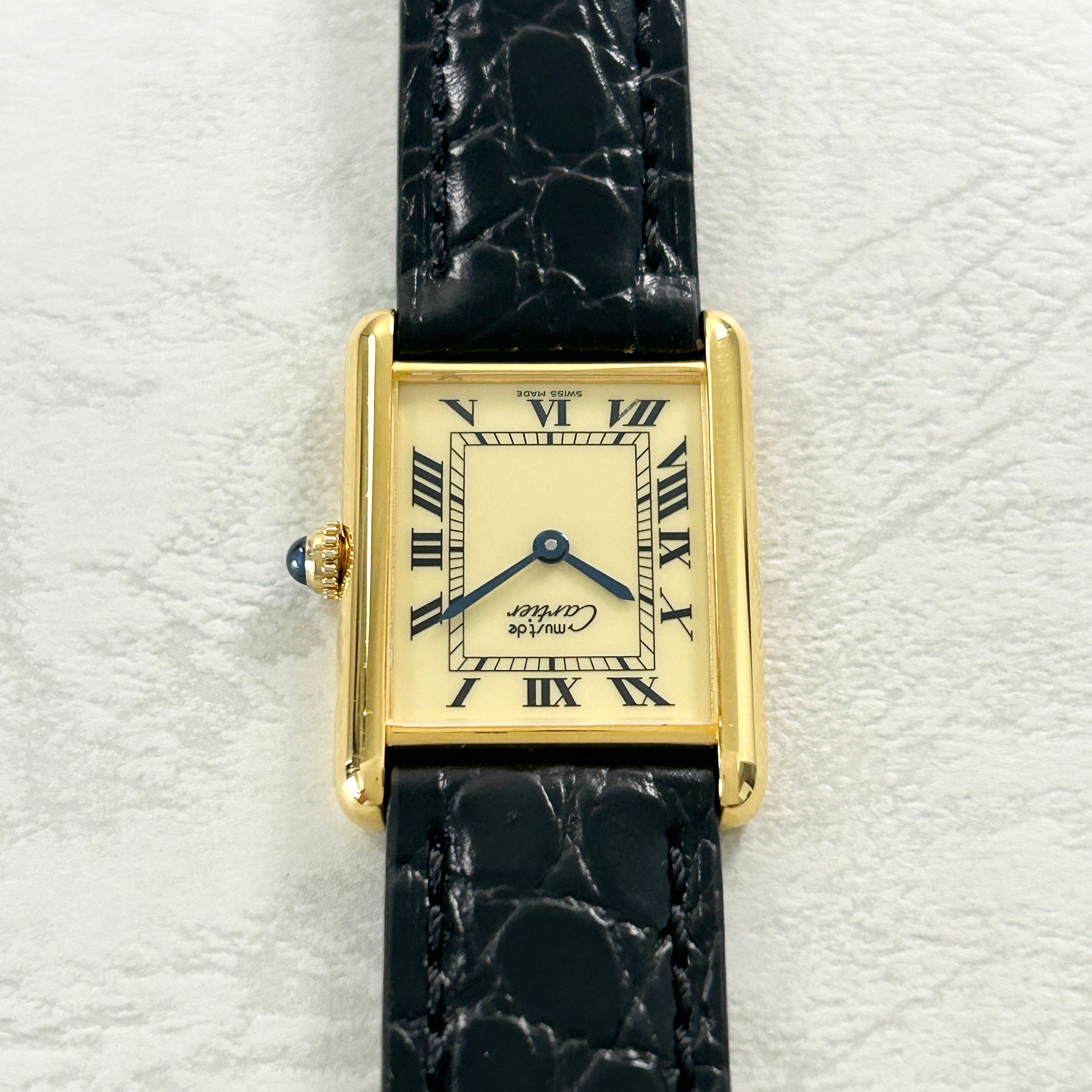 [Cartier] Cartier Must Tank LM Ivory Roma QZ with genuine buckle