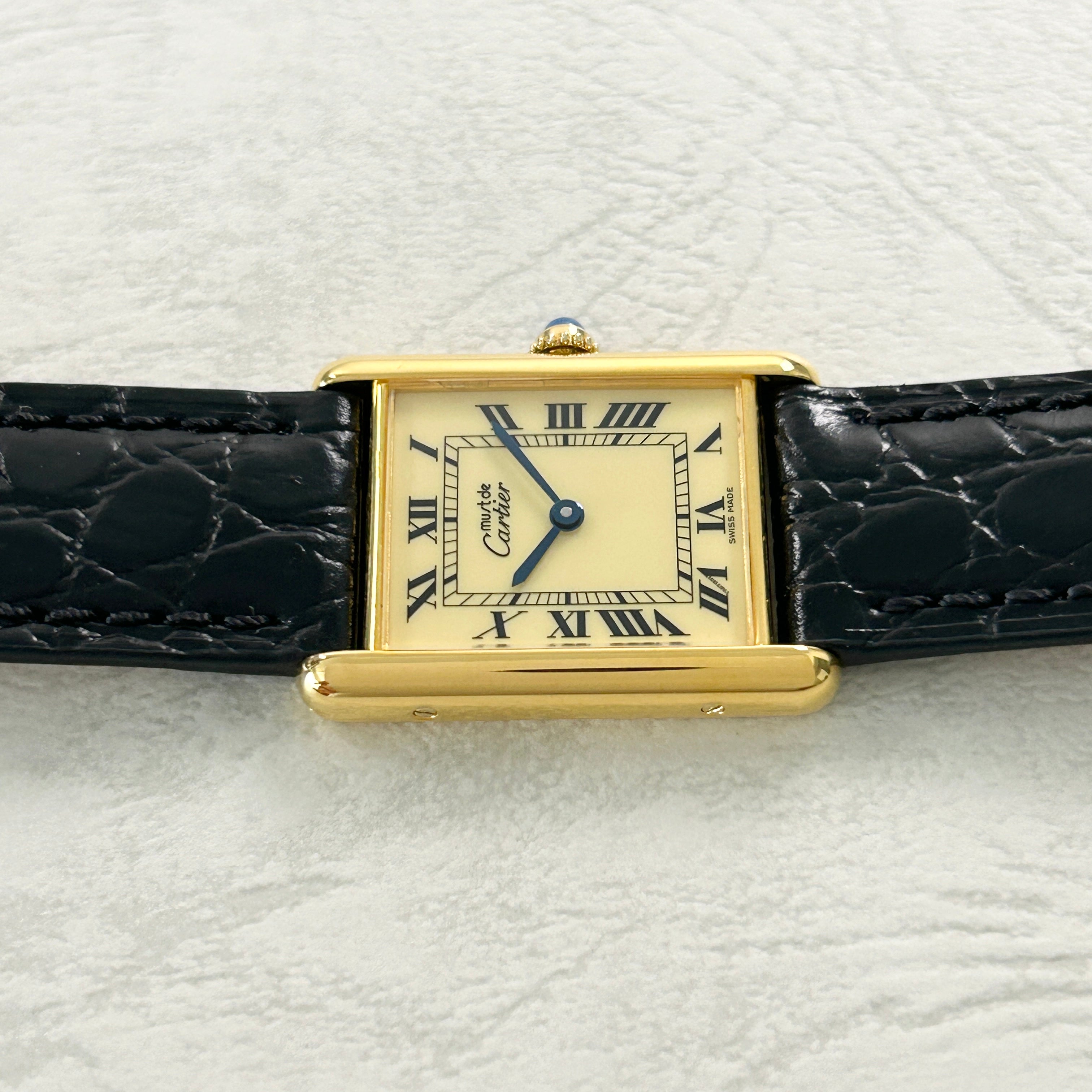 [Cartier] Cartier Must Tank LM Ivory Roma QZ with genuine buckle