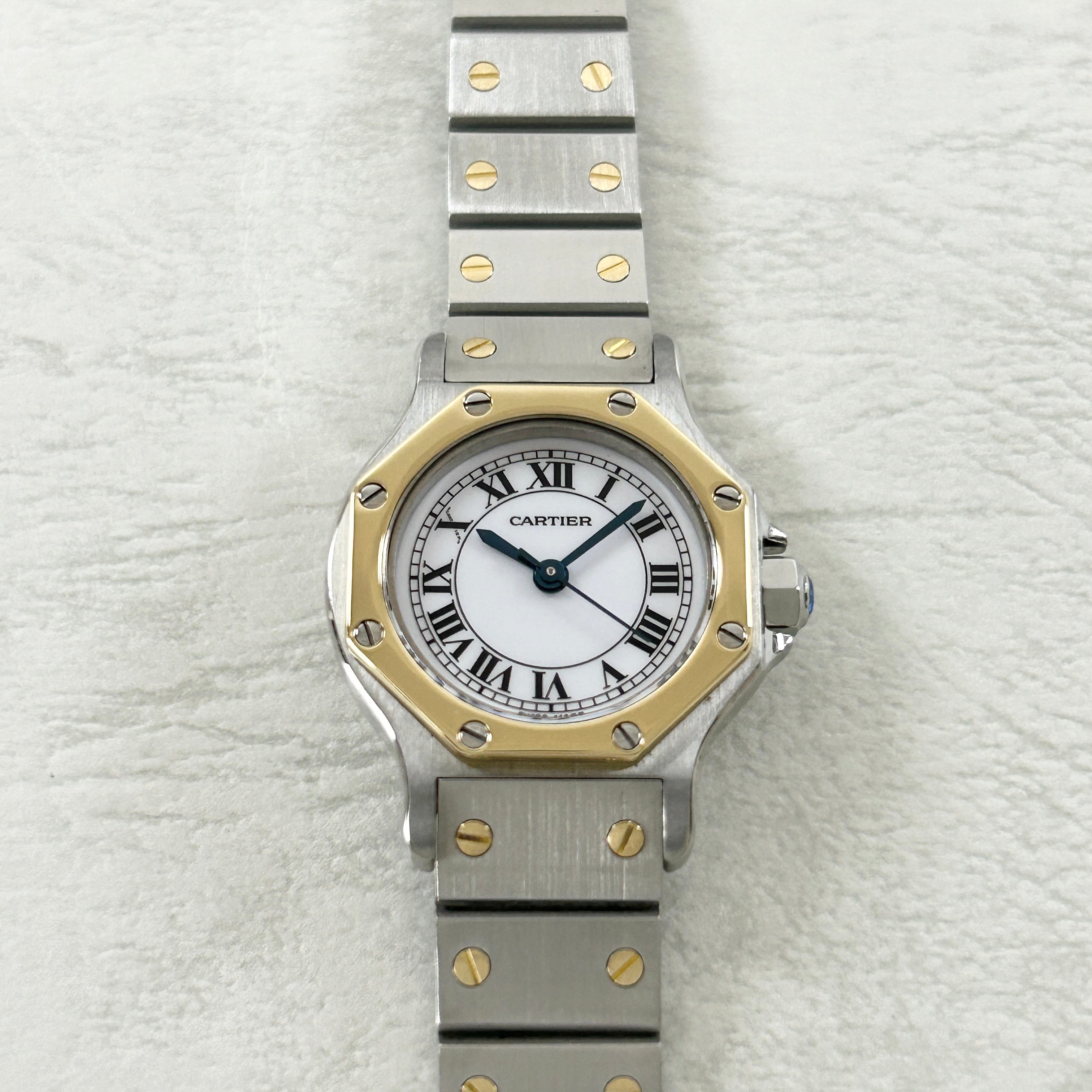 【Cartier】カルティエ <BR>サントスオクタゴン SM自動巻き 18KYG×SS 「SWISS MADE」表記