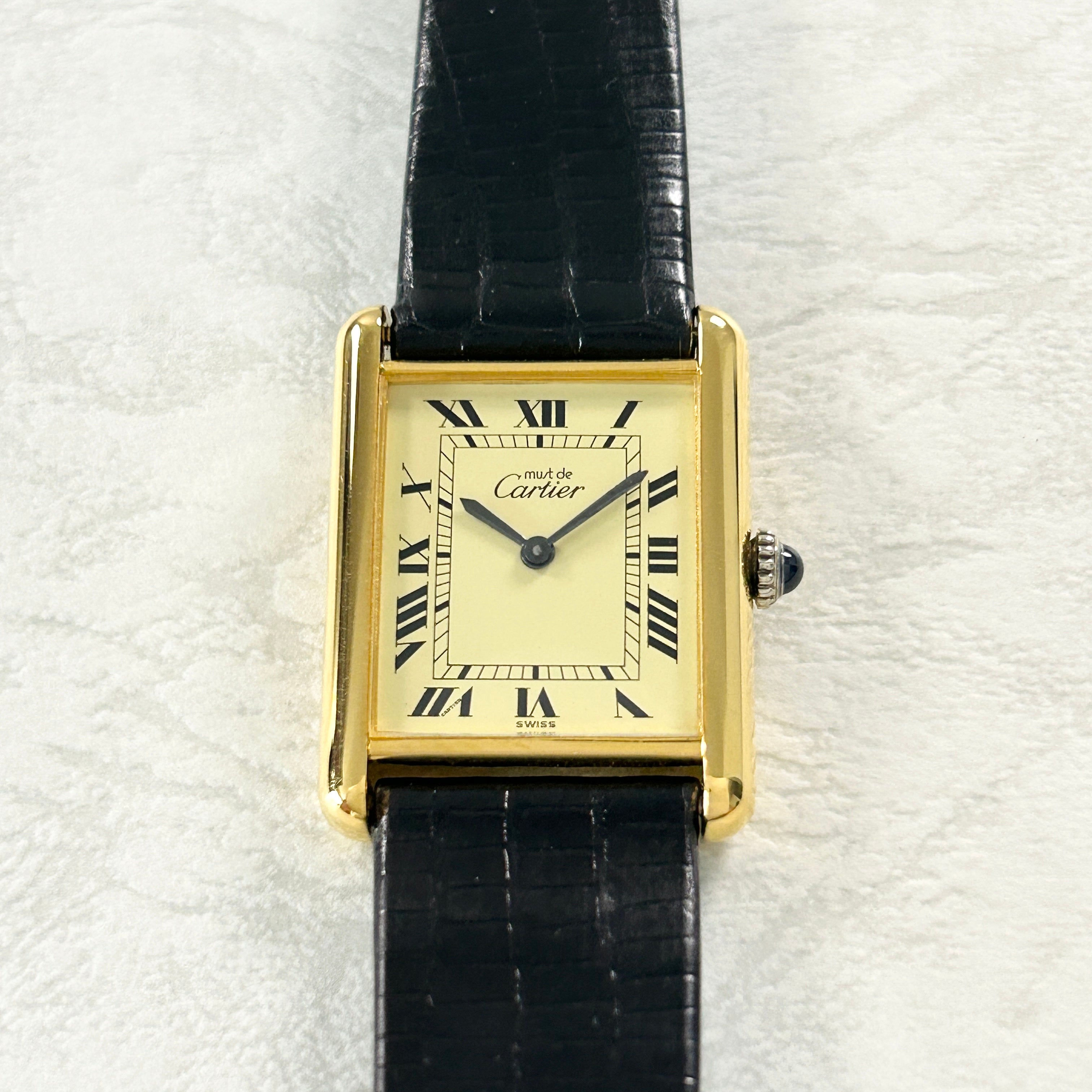 [Cartier] Cartier Must Tank LM Hand-wound Ivory Roman with genuine buckle