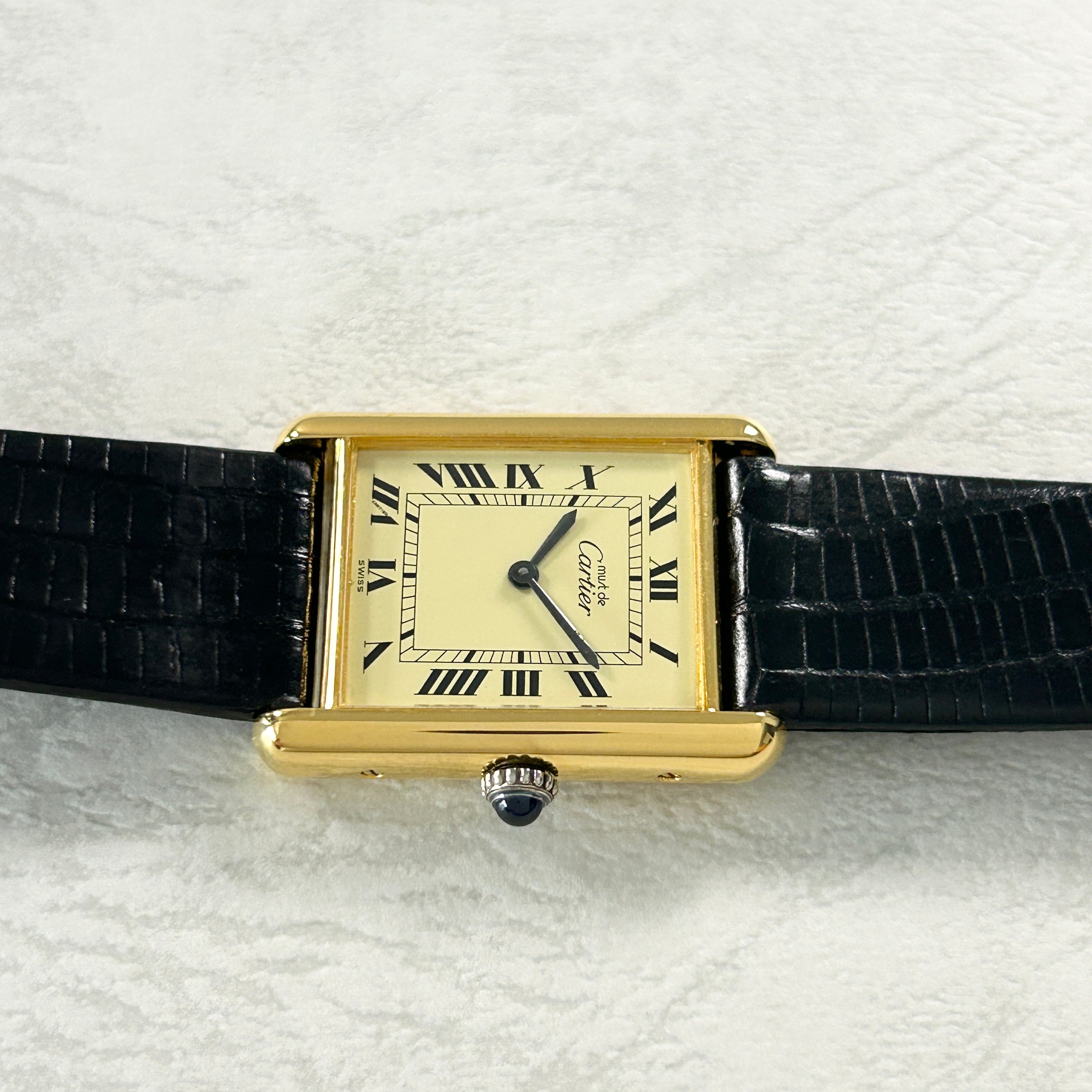 [Cartier] Cartier Must Tank LM Hand-wound Ivory Roman with genuine buckle