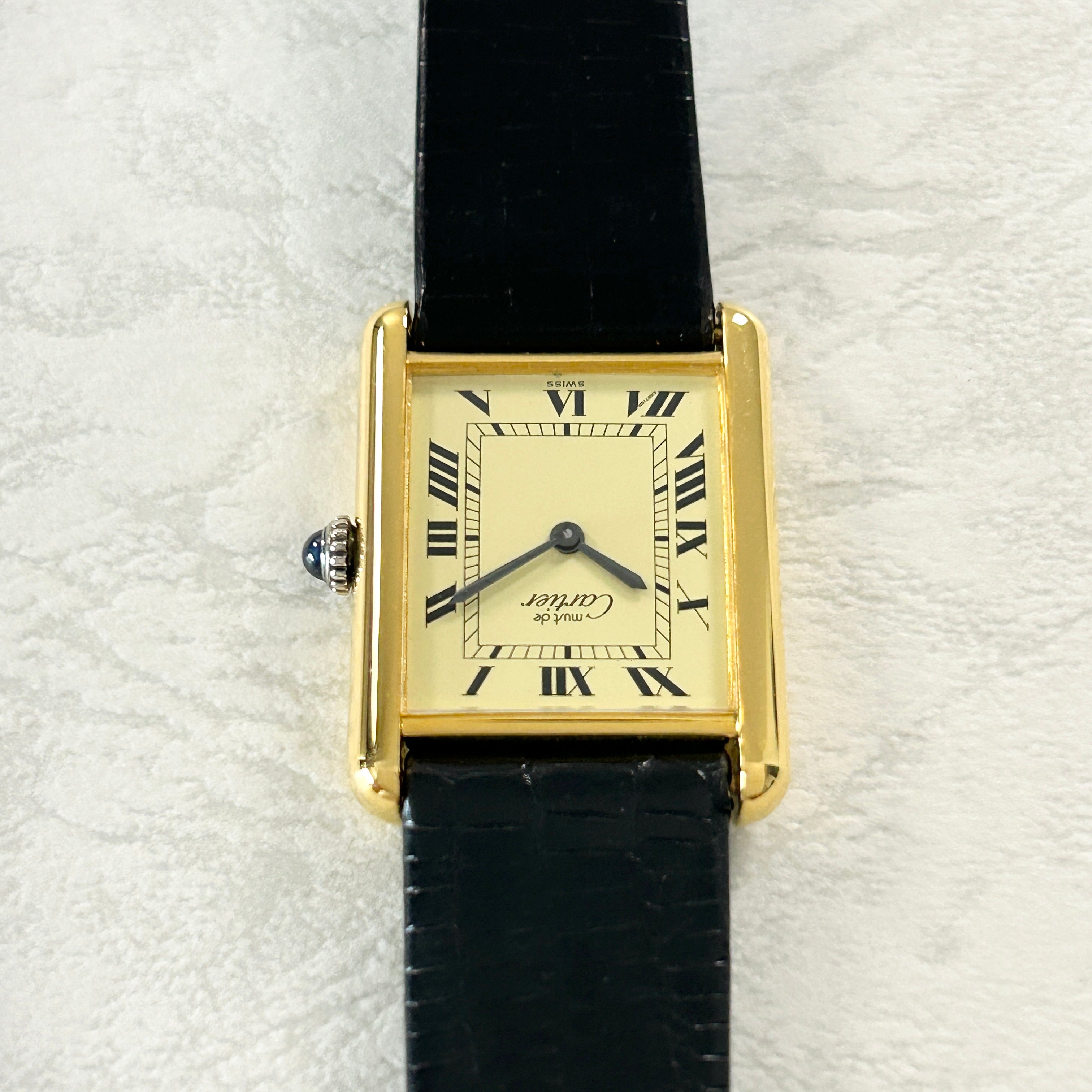 [Cartier] Cartier Must Tank LM Hand-wound Ivory Roman with genuine buckle