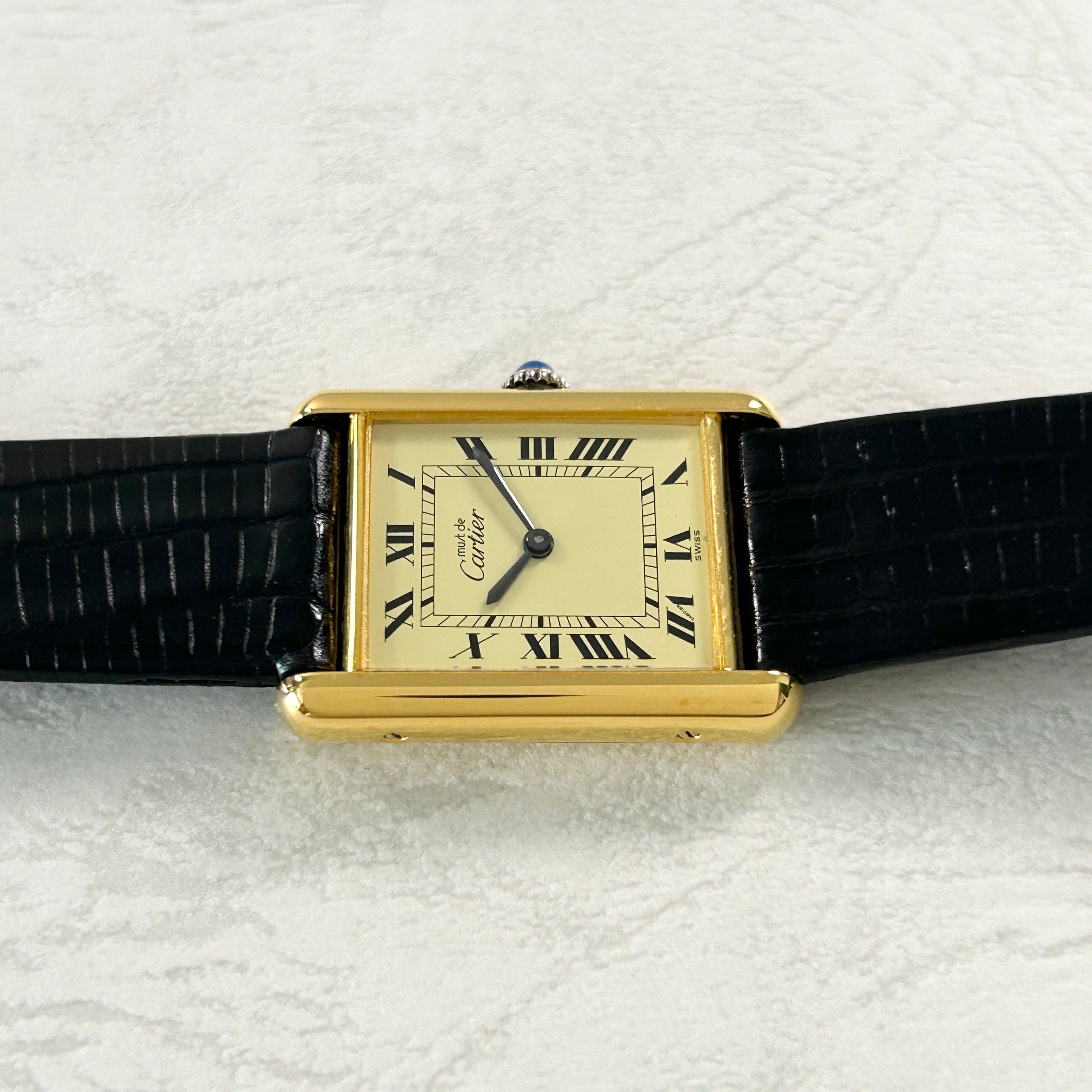 [Cartier] Cartier Must Tank LM Hand-wound Ivory Roman with genuine buckle