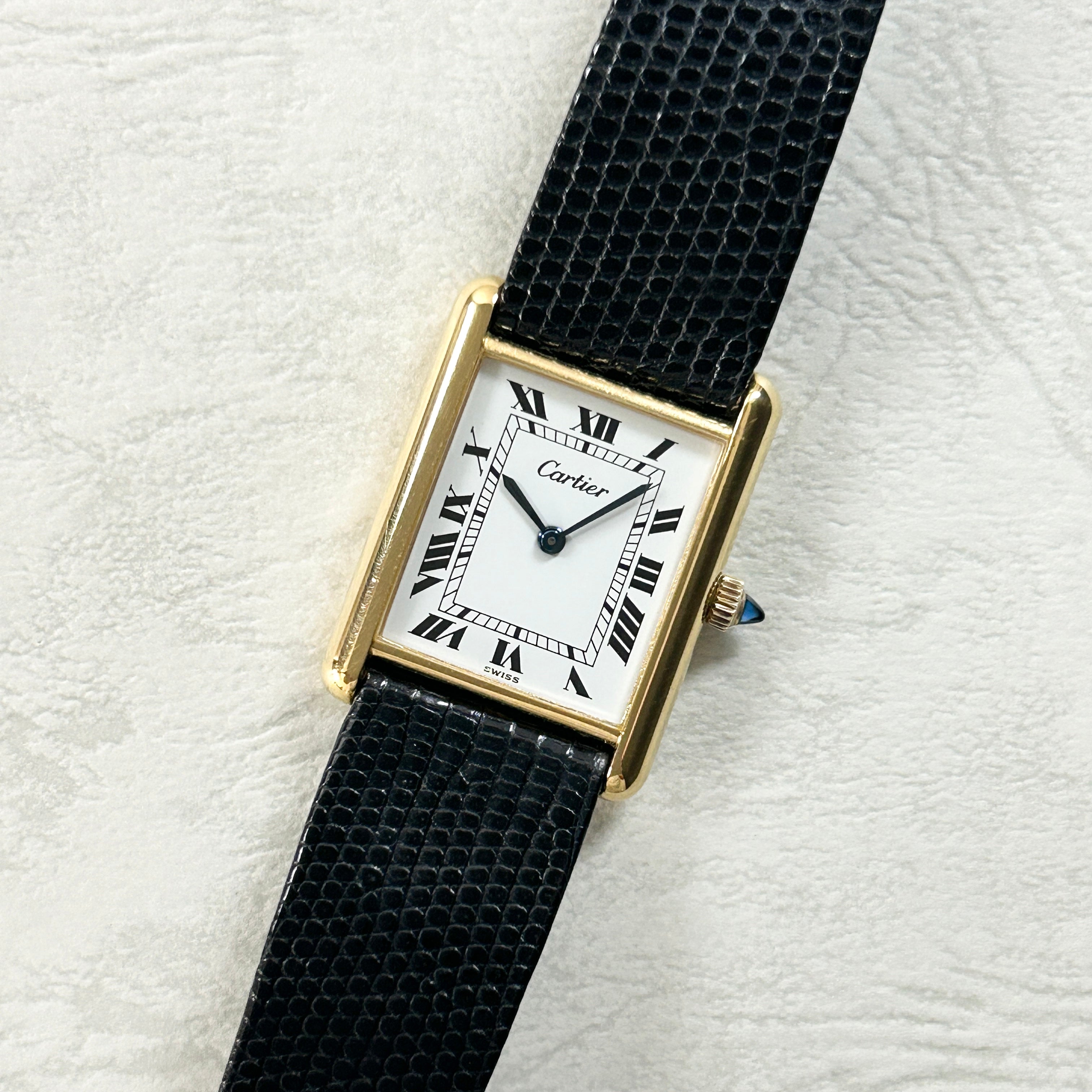 [Cartier] Cartier<br> Must Tank LM Hand-wound White Roman Pre-must de TANK with accessories