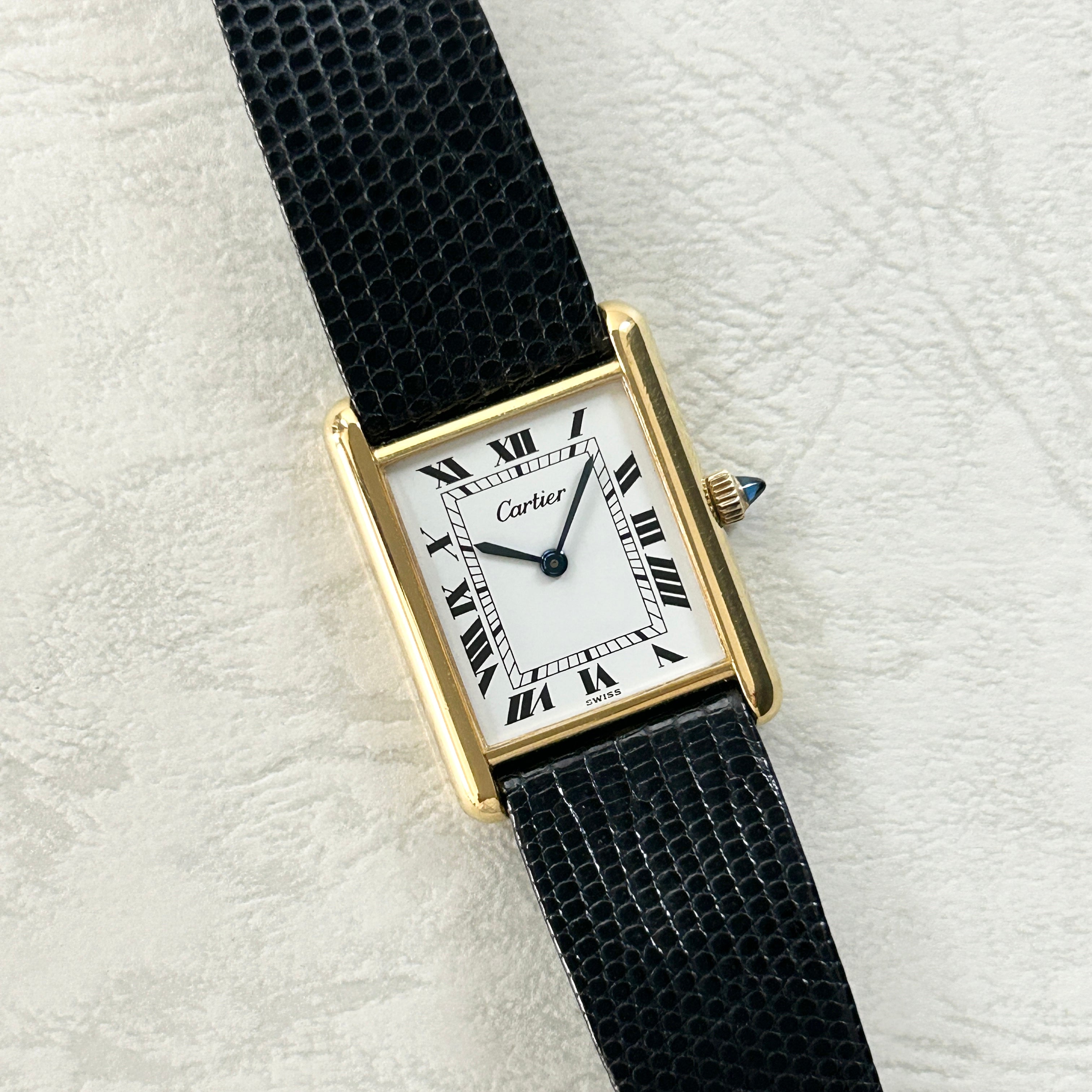 [Cartier] Cartier<br> Must Tank LM Hand-wound White Roman Pre-must de TANK with accessories