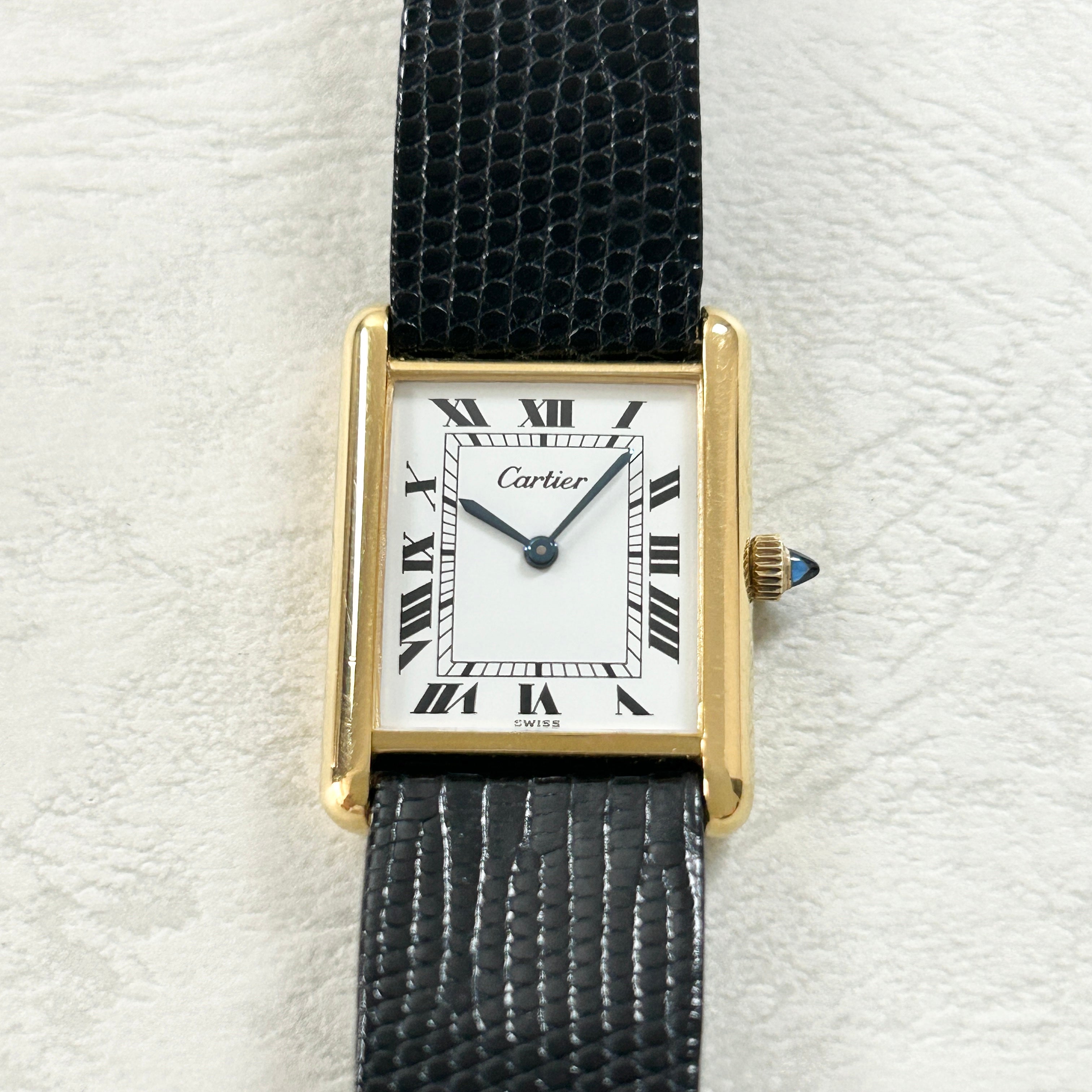 [Cartier] Cartier<br> Must Tank LM Hand-wound White Roman Pre-must de TANK with accessories