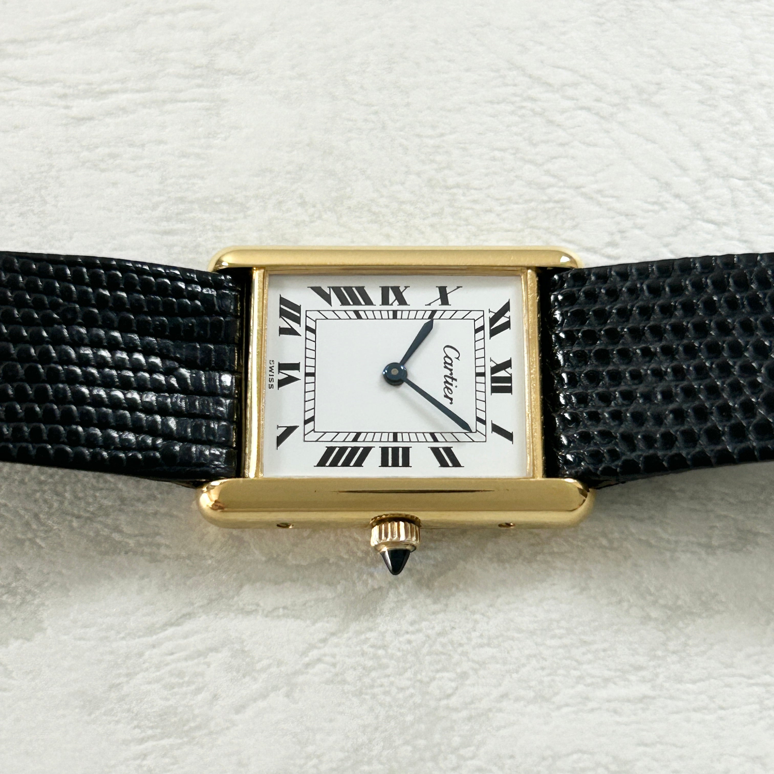 [Cartier] Cartier<br> Must Tank LM Hand-wound White Roman Pre-must de TANK with accessories