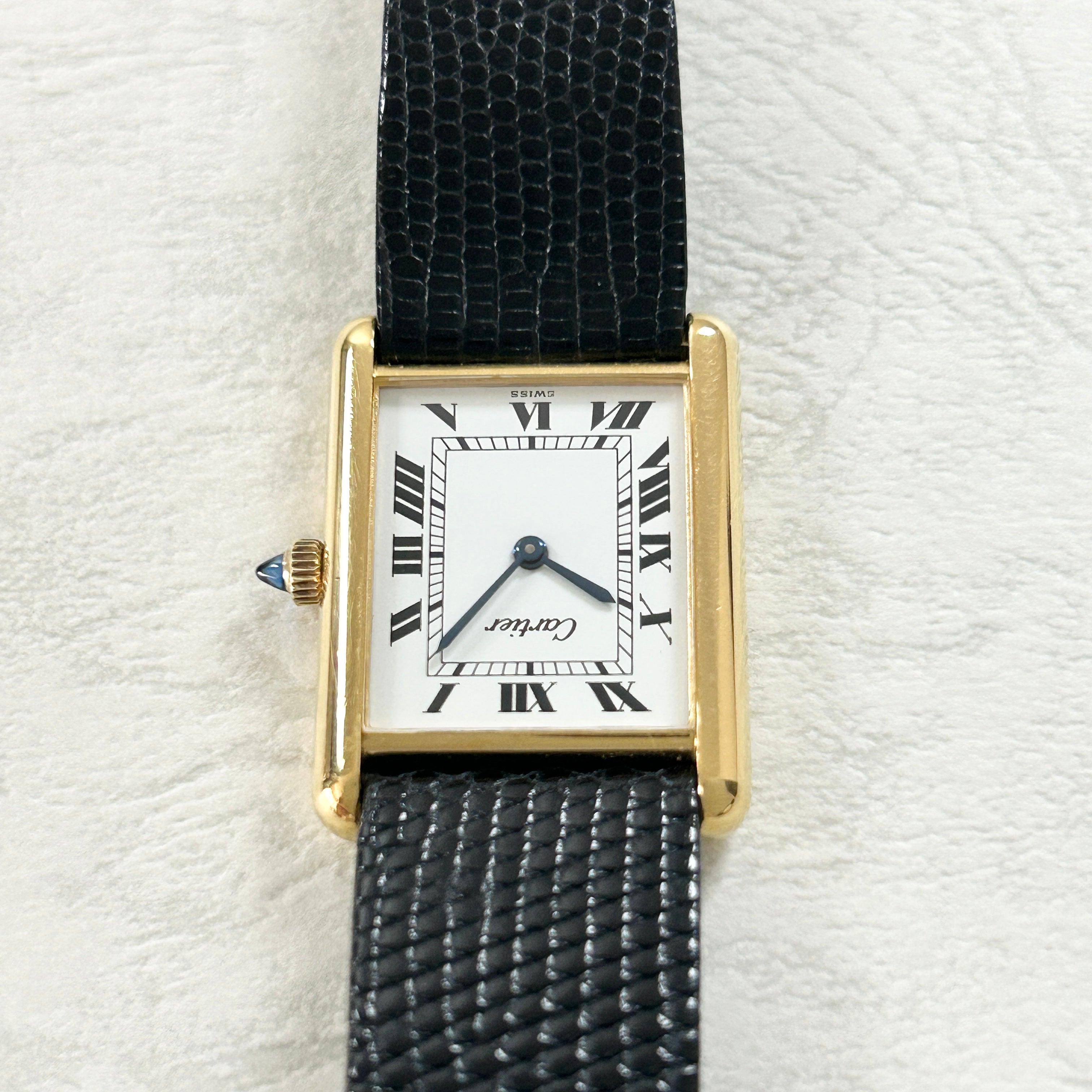 [Cartier] Cartier<br> Must Tank LM Hand-wound White Roman Pre-must de TANK with accessories