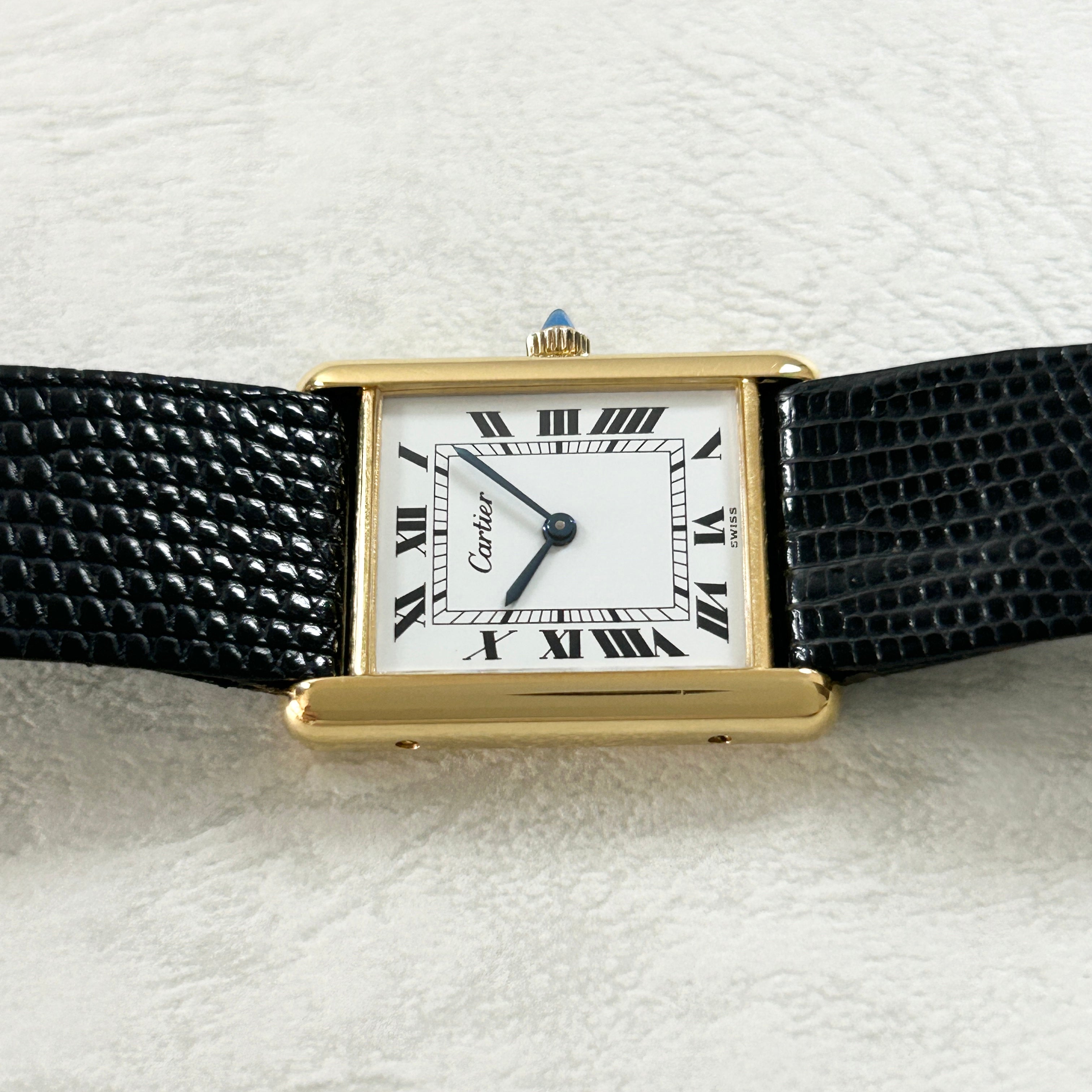 [Cartier] Cartier<br> Must Tank LM Hand-wound White Roman Pre-must de TANK with accessories