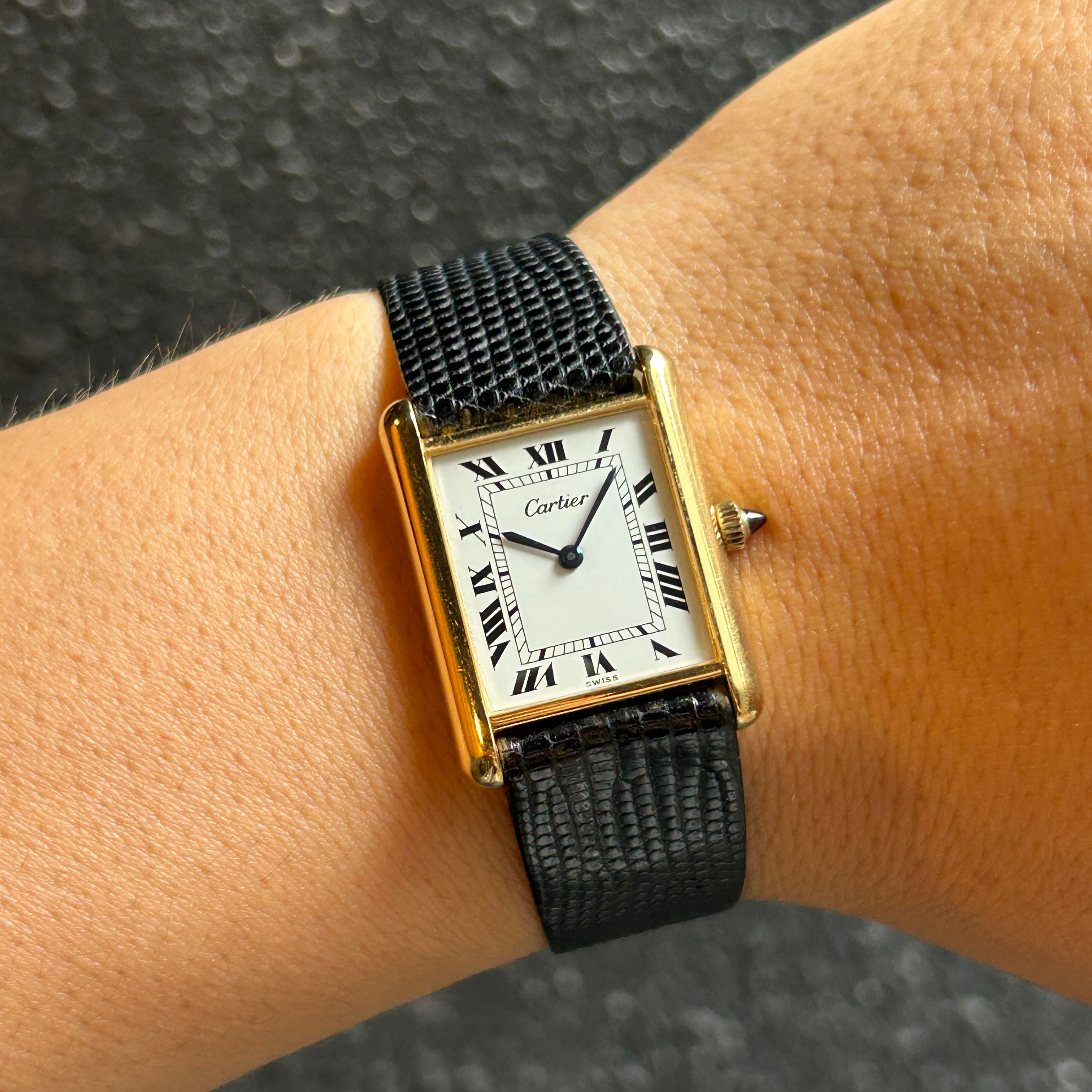 [Cartier] Cartier<br> Must Tank LM Hand-wound White Roman Pre-must de TANK with accessories