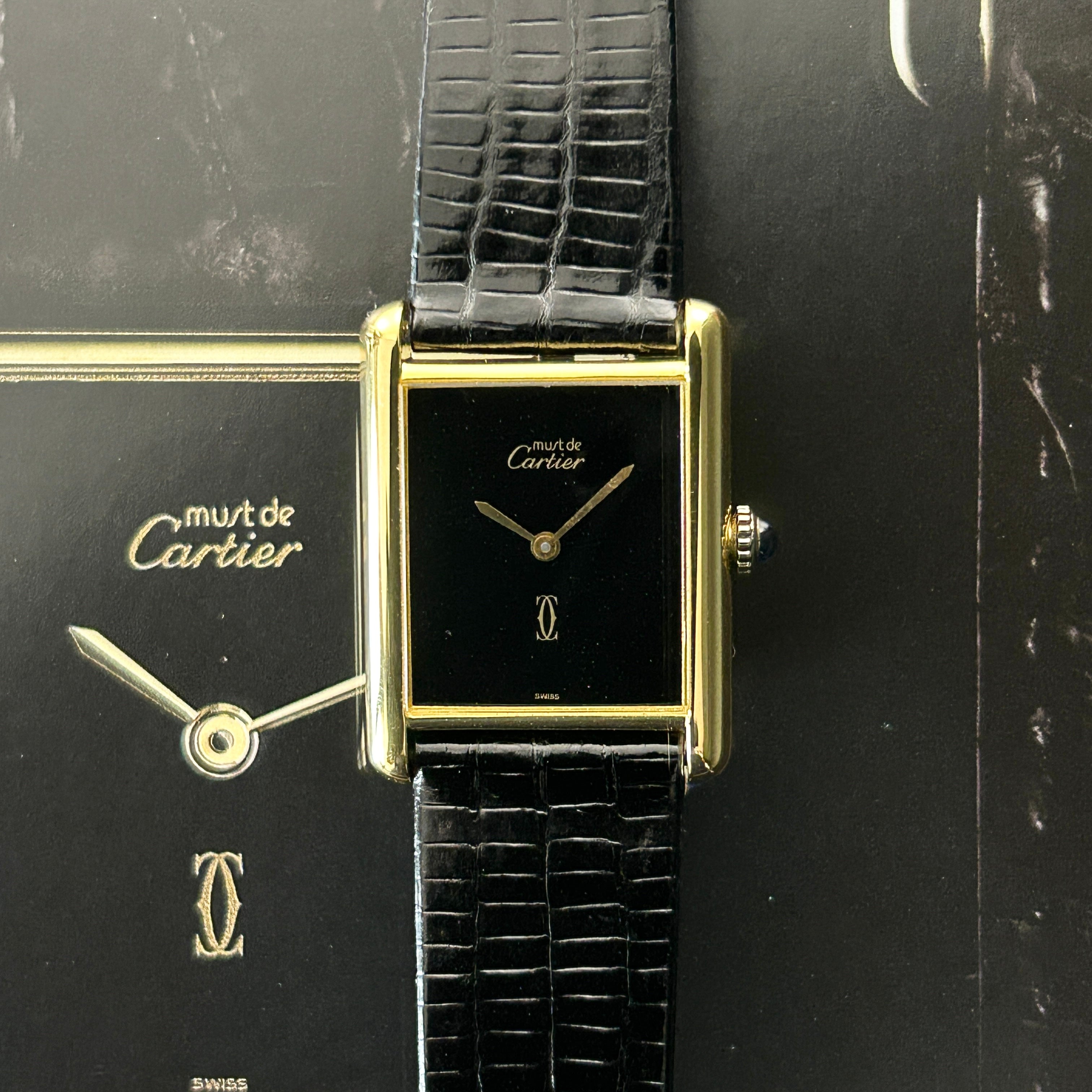 [Cartier] Cartier Must Tank LM Onyx with genuine buckle