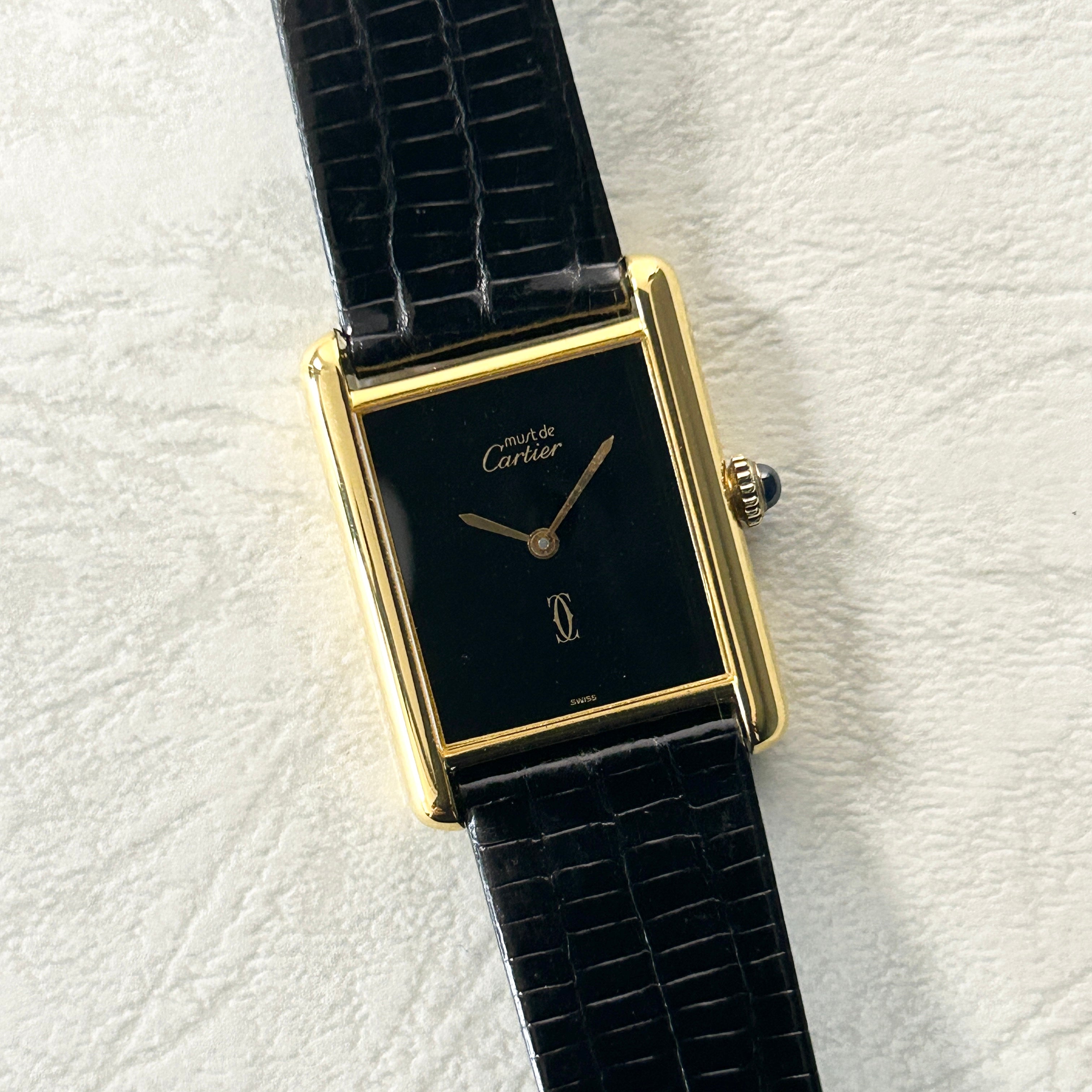 [Cartier] Cartier Must Tank LM Onyx with genuine buckle