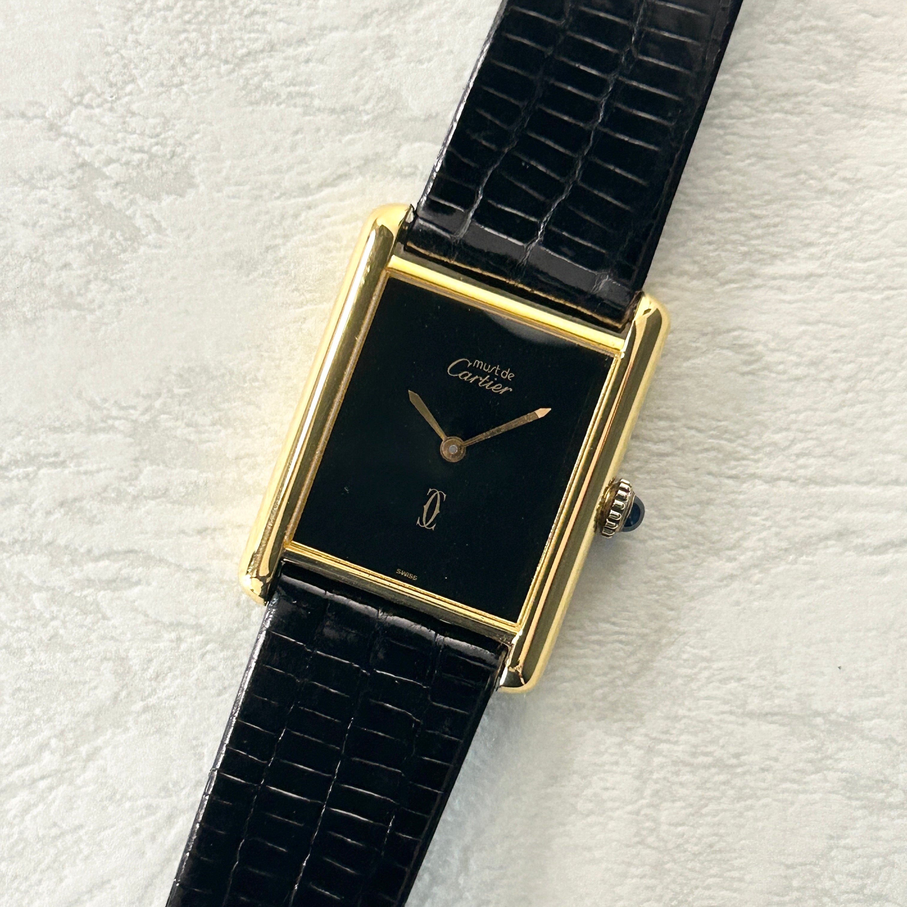 [Cartier] Cartier Must Tank LM Onyx with genuine buckle