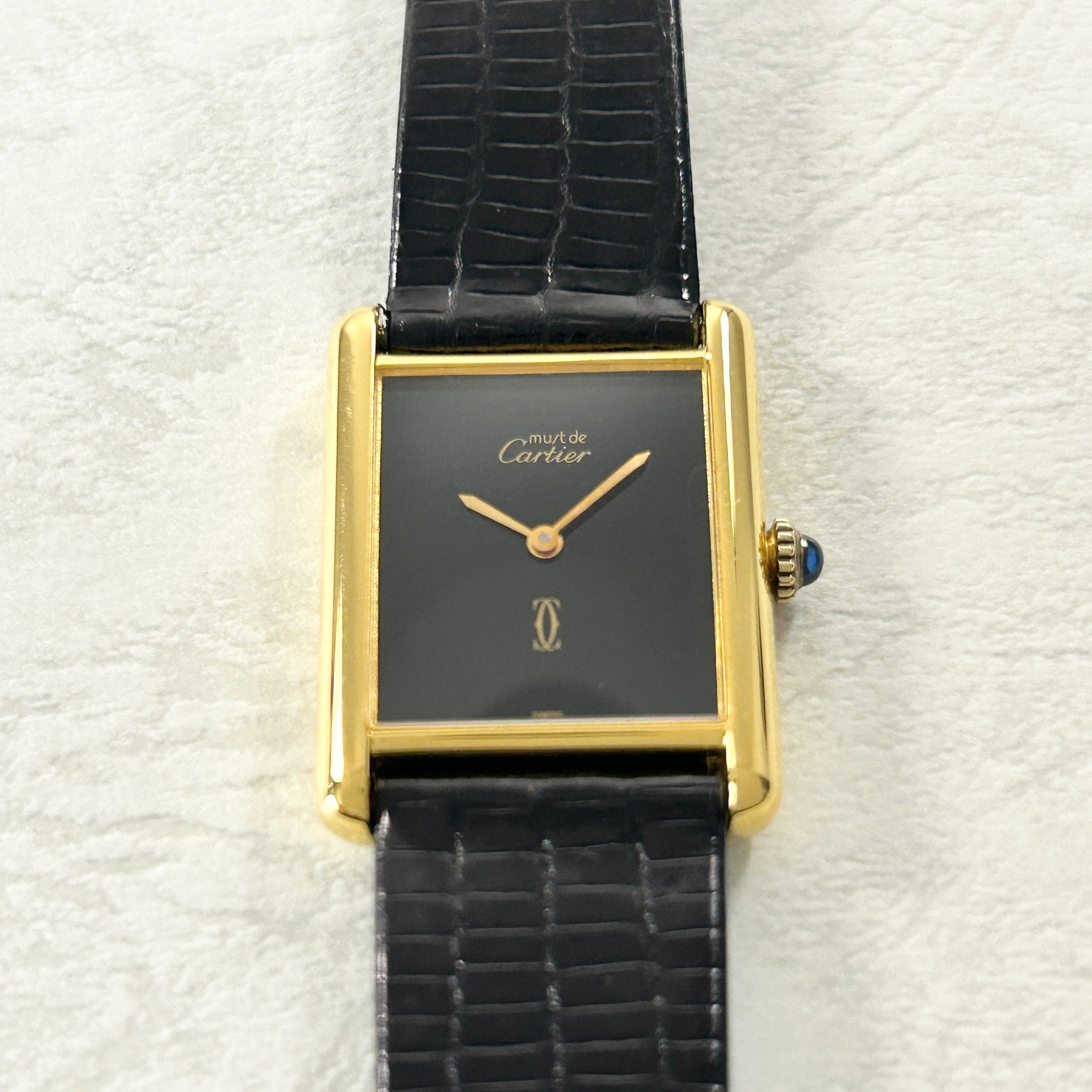 [Cartier] Cartier Must Tank LM Onyx with genuine buckle