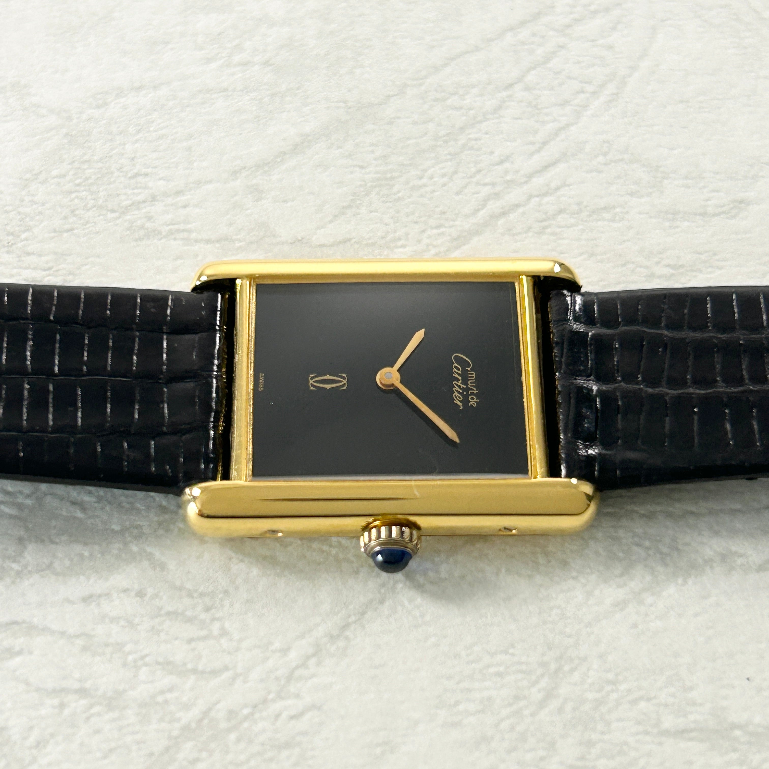 [Cartier] Cartier Must Tank LM Onyx with genuine buckle