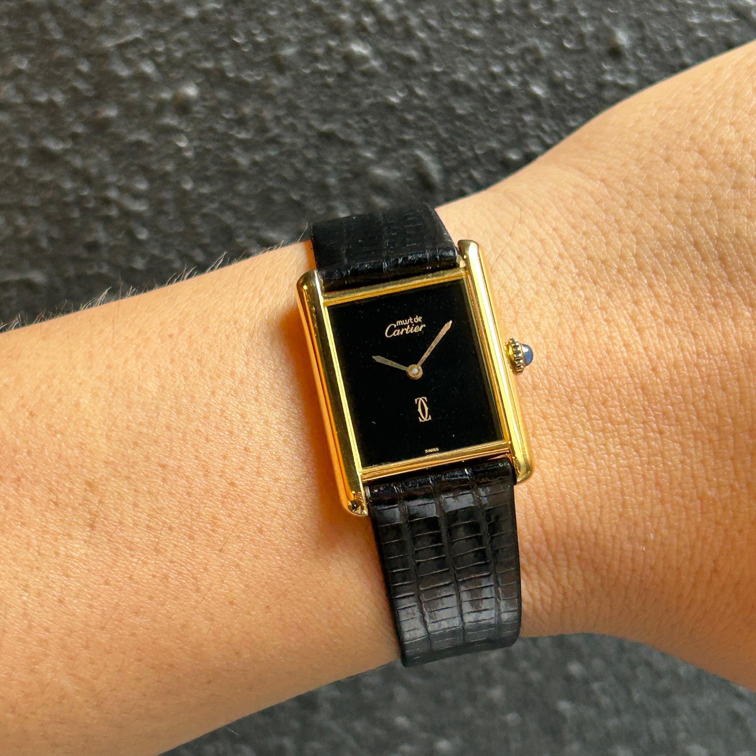 [Cartier] Cartier Must Tank LM Onyx with genuine buckle