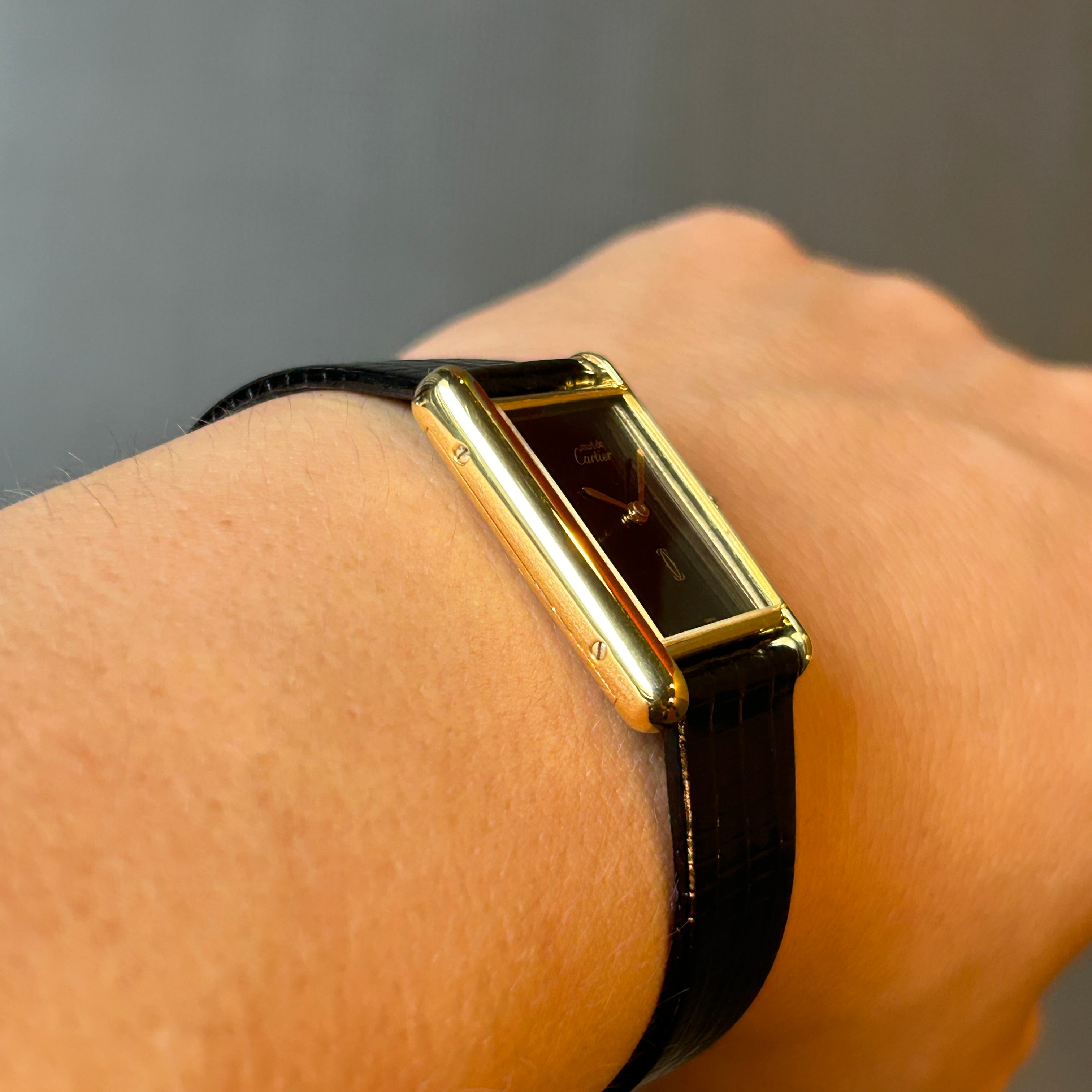 [Cartier] Cartier Must Tank LM Onyx with genuine buckle