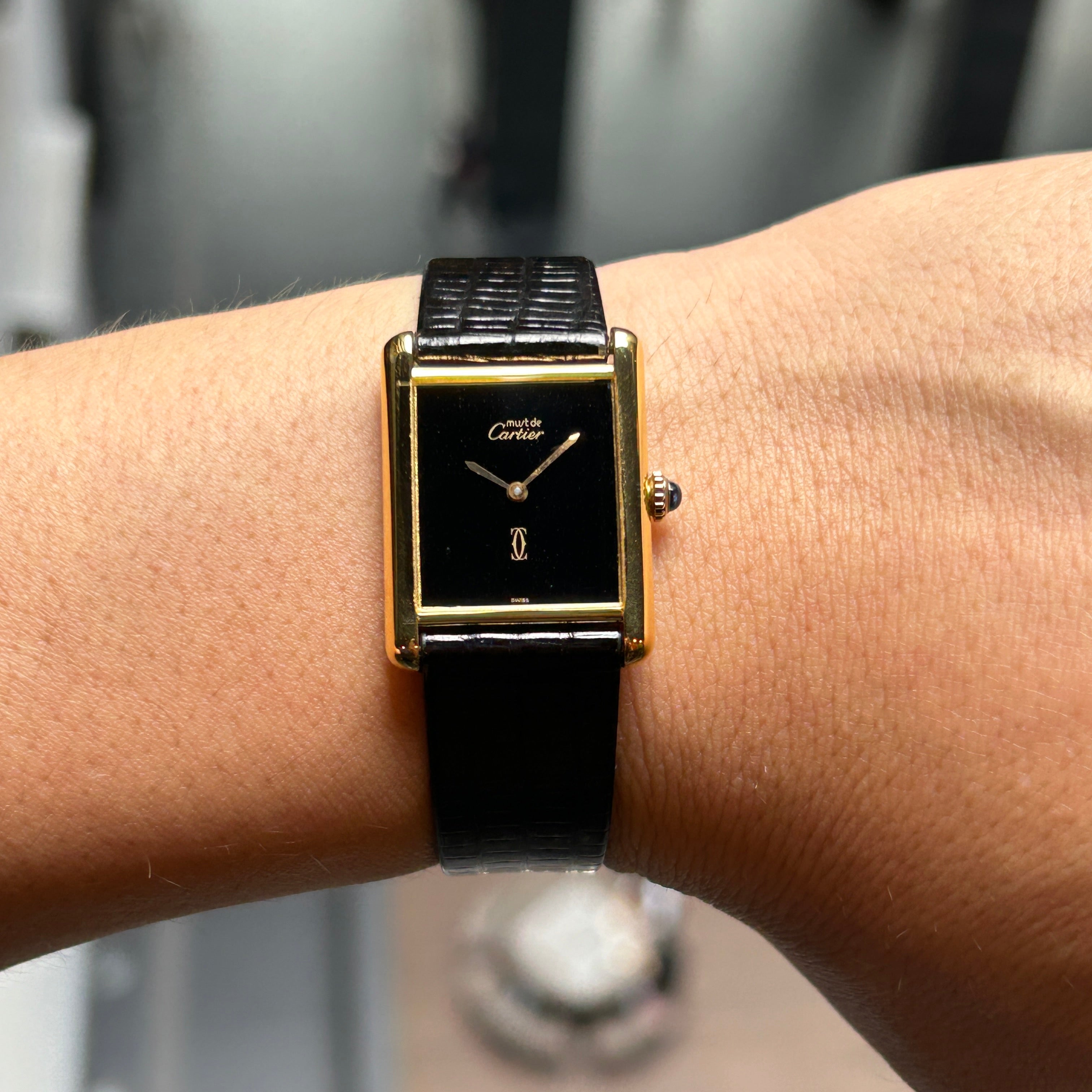 [Cartier] Cartier Must Tank LM Onyx with genuine buckle