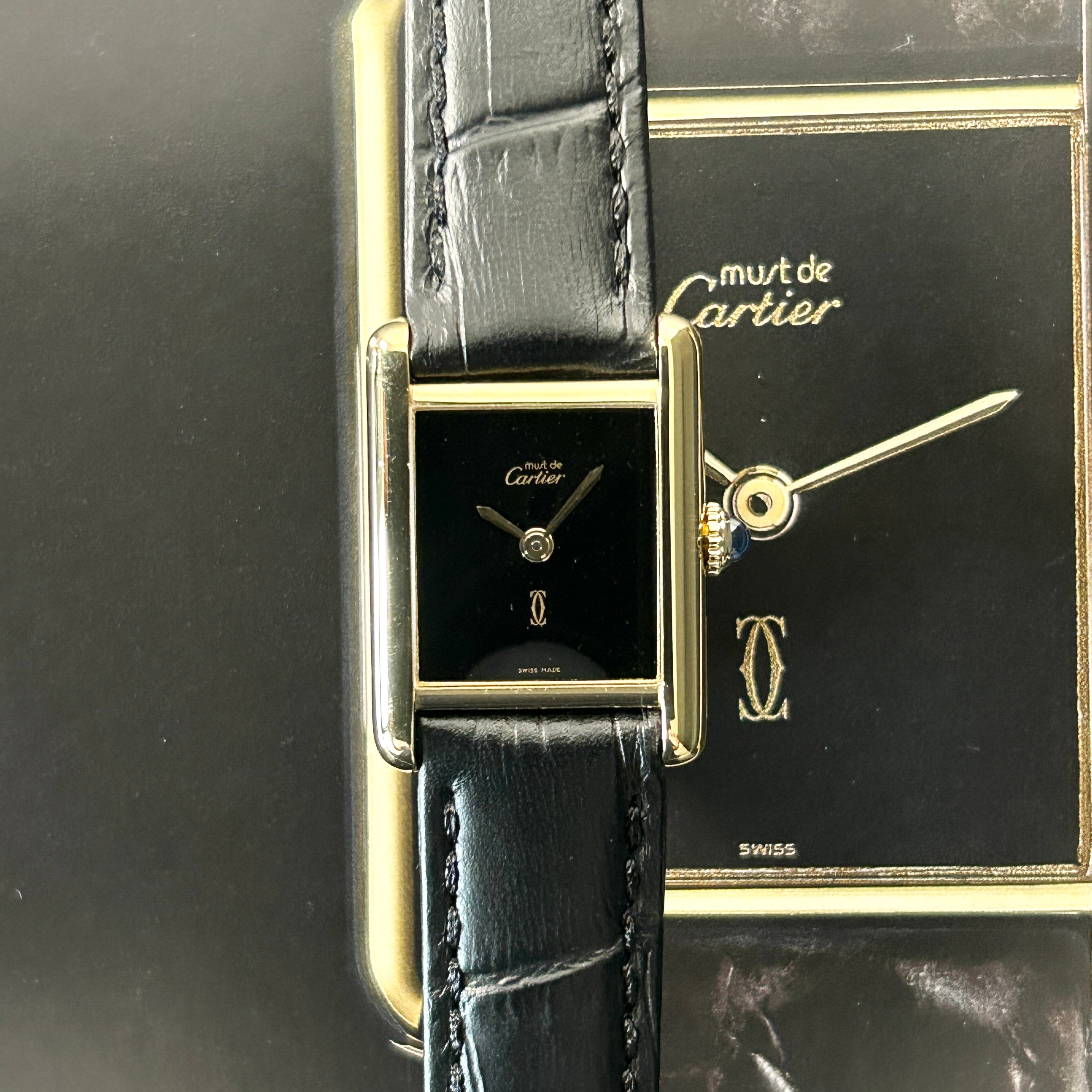 【Cartier】カルティエ<BR> マストタンク SMオニキス 永久保証書付き