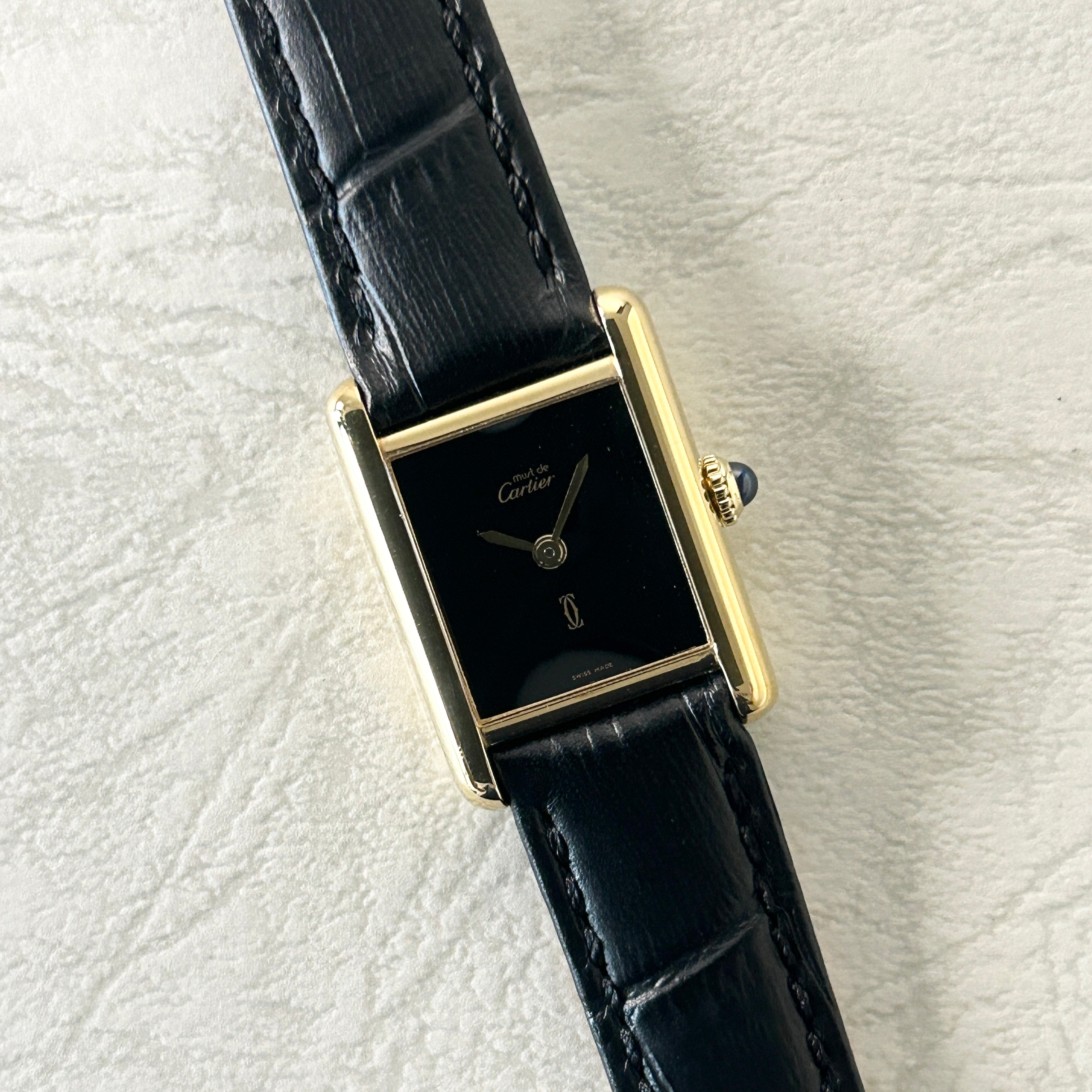 [Cartier] Cartier Must Tank SM Onyx with lifetime warranty