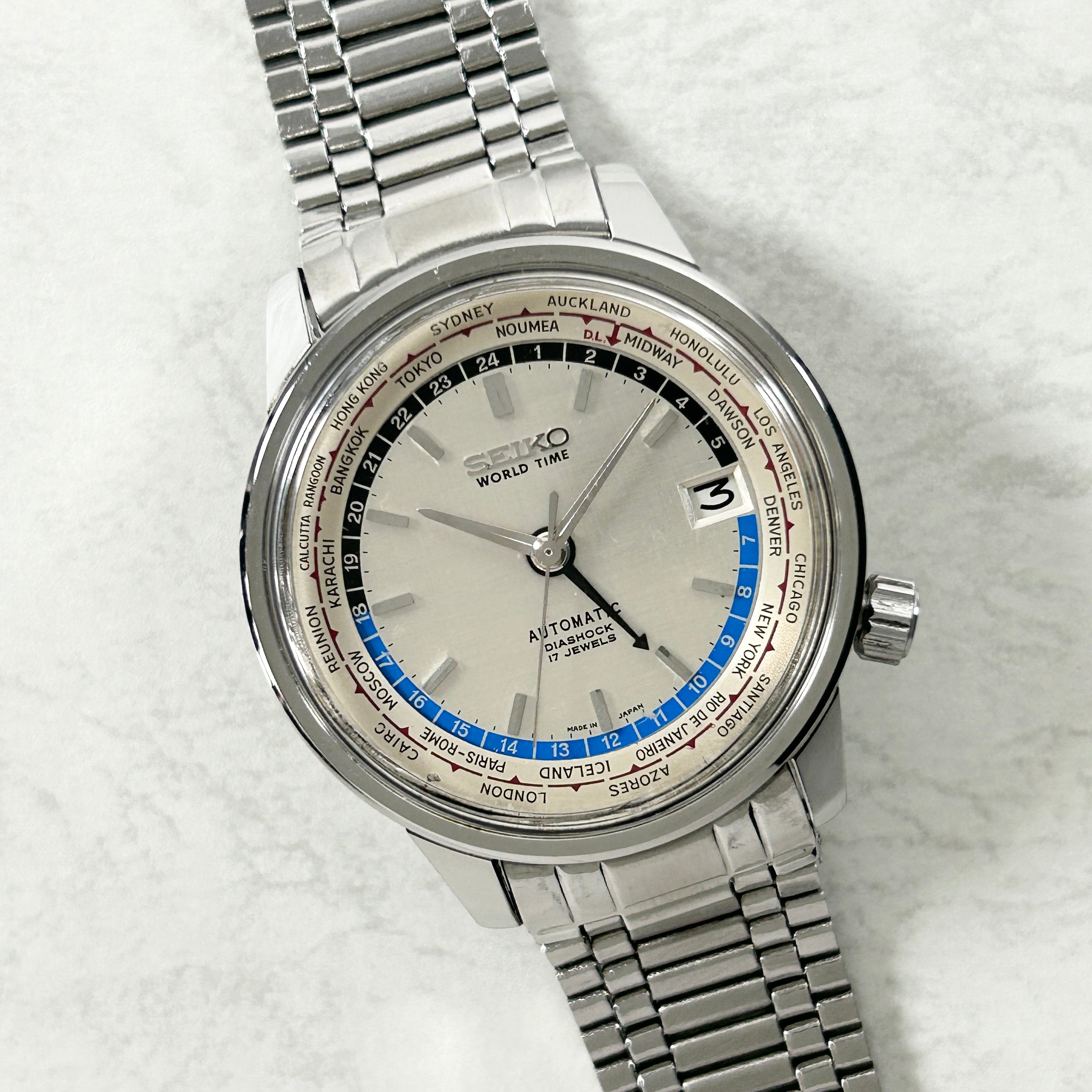 【SEIKO】セイコー<BR>ワールドタイム1st 6217-7000 東京五輪Silver <BR>純正ブレスレット付き