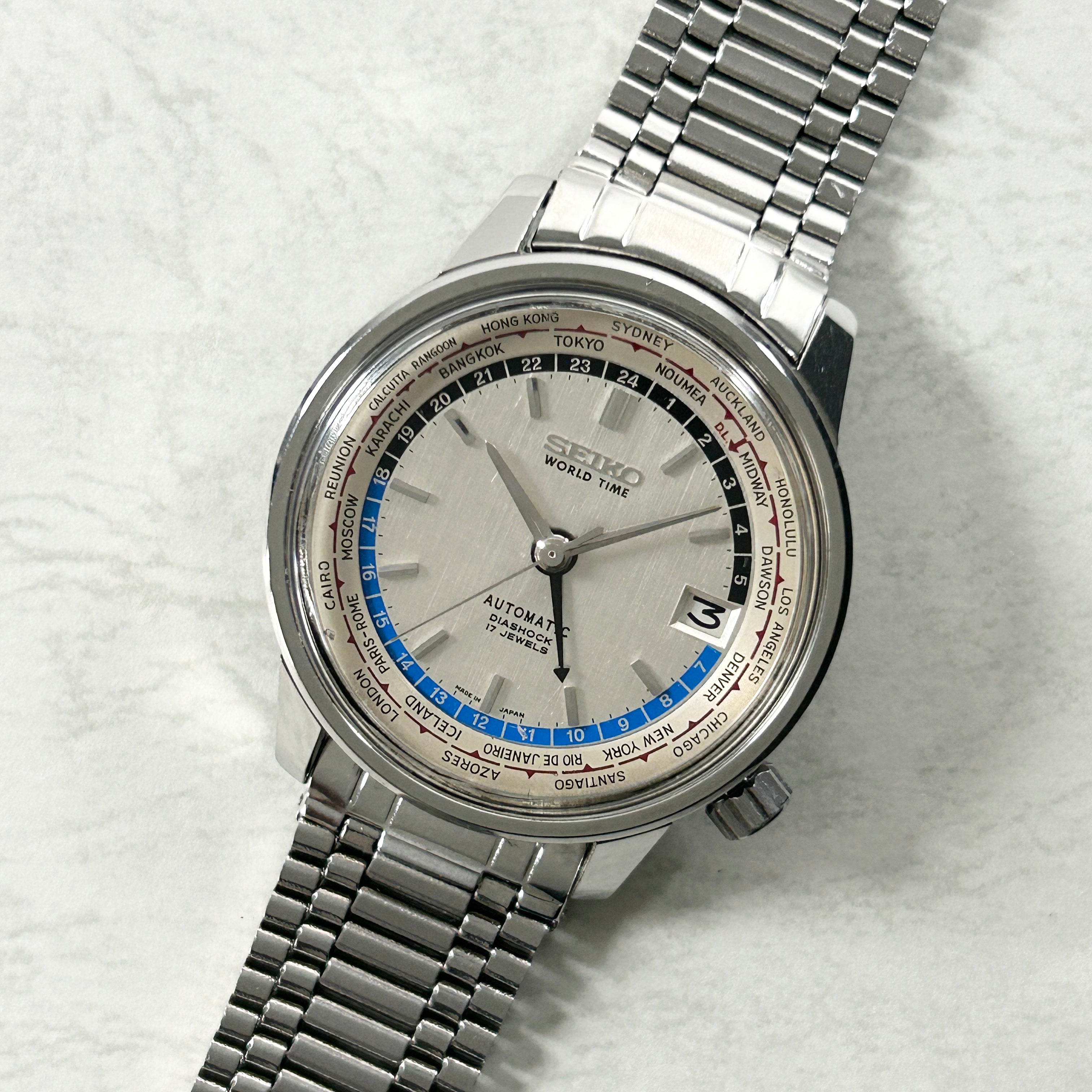 【SEIKO】セイコー<BR>ワールドタイム1st 6217-7000 東京五輪Silver <BR>純正ブレスレット付き