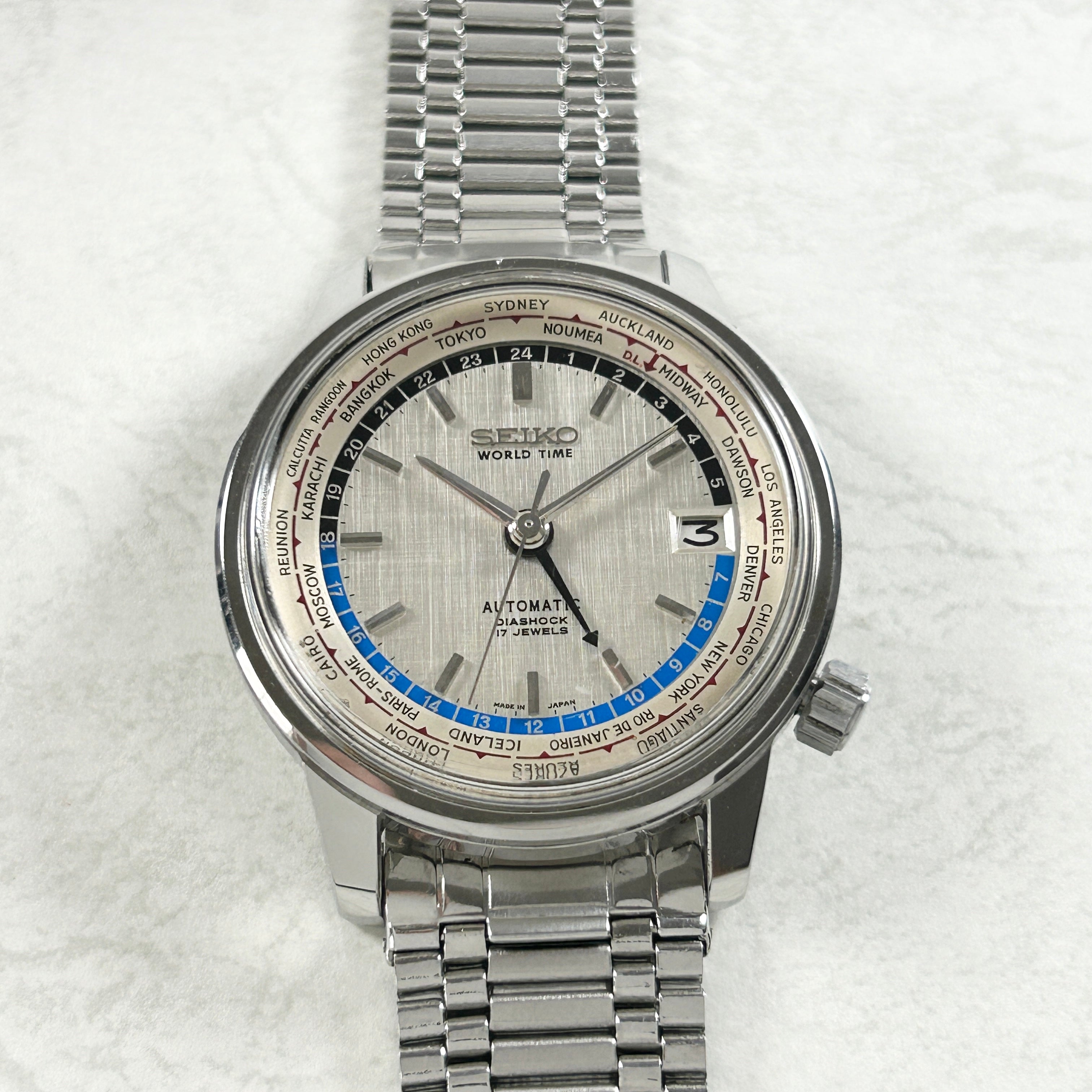 【SEIKO】セイコー<BR>ワールドタイム1st 6217-7000 東京五輪Silver <BR>純正ブレスレット付き