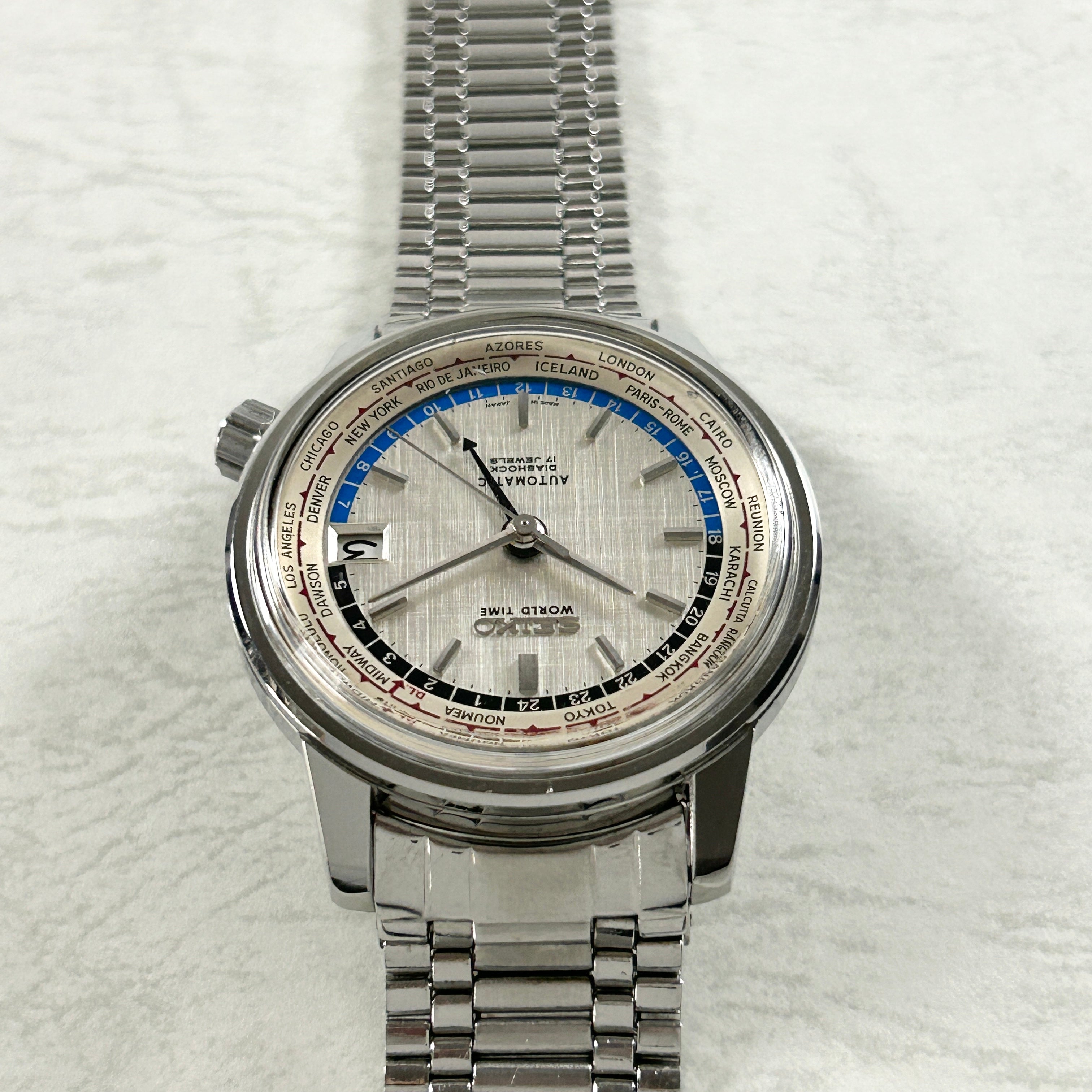 【SEIKO】セイコー<BR>ワールドタイム1st 6217-7000 東京五輪Silver <BR>純正ブレスレット付き