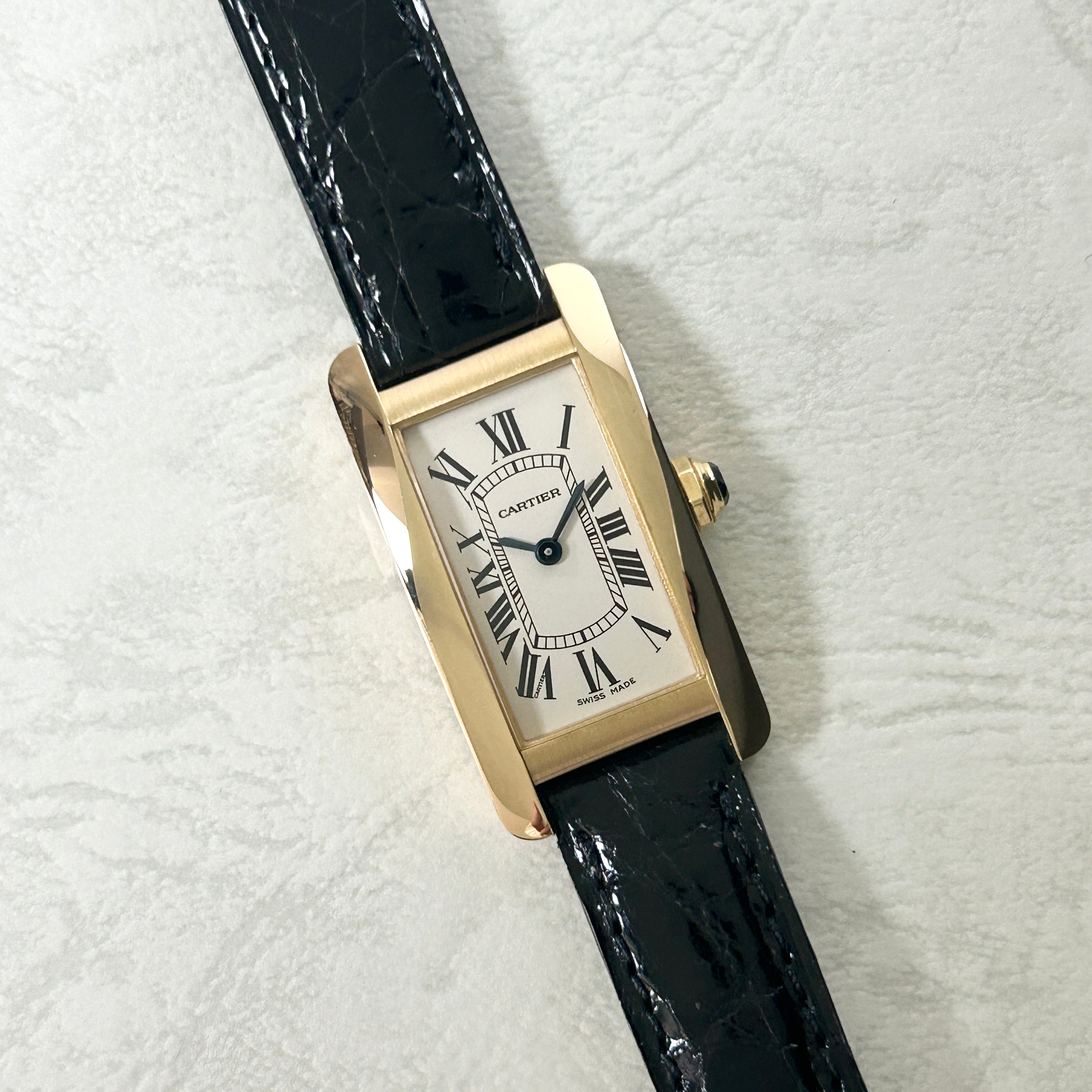 【Cartier】カルティエ<BR>タンクアメリカン SM18KYG 付属品付き