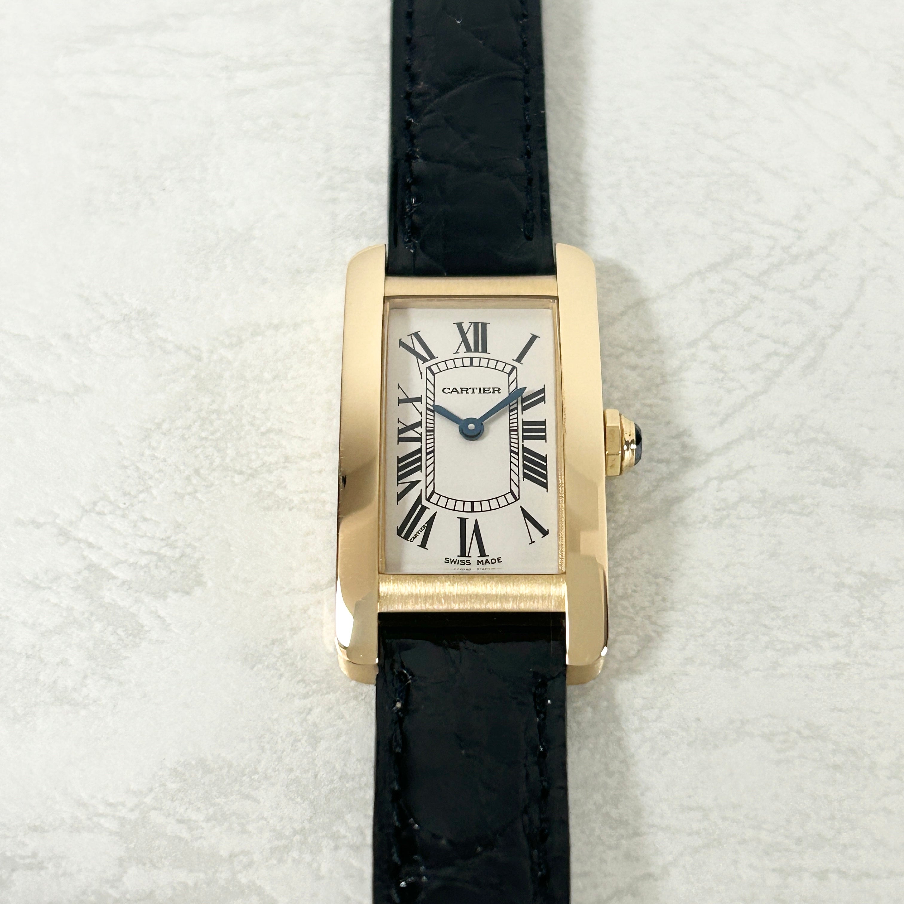 【Cartier】カルティエ<BR>タンクアメリカン SM18KYG 付属品付き