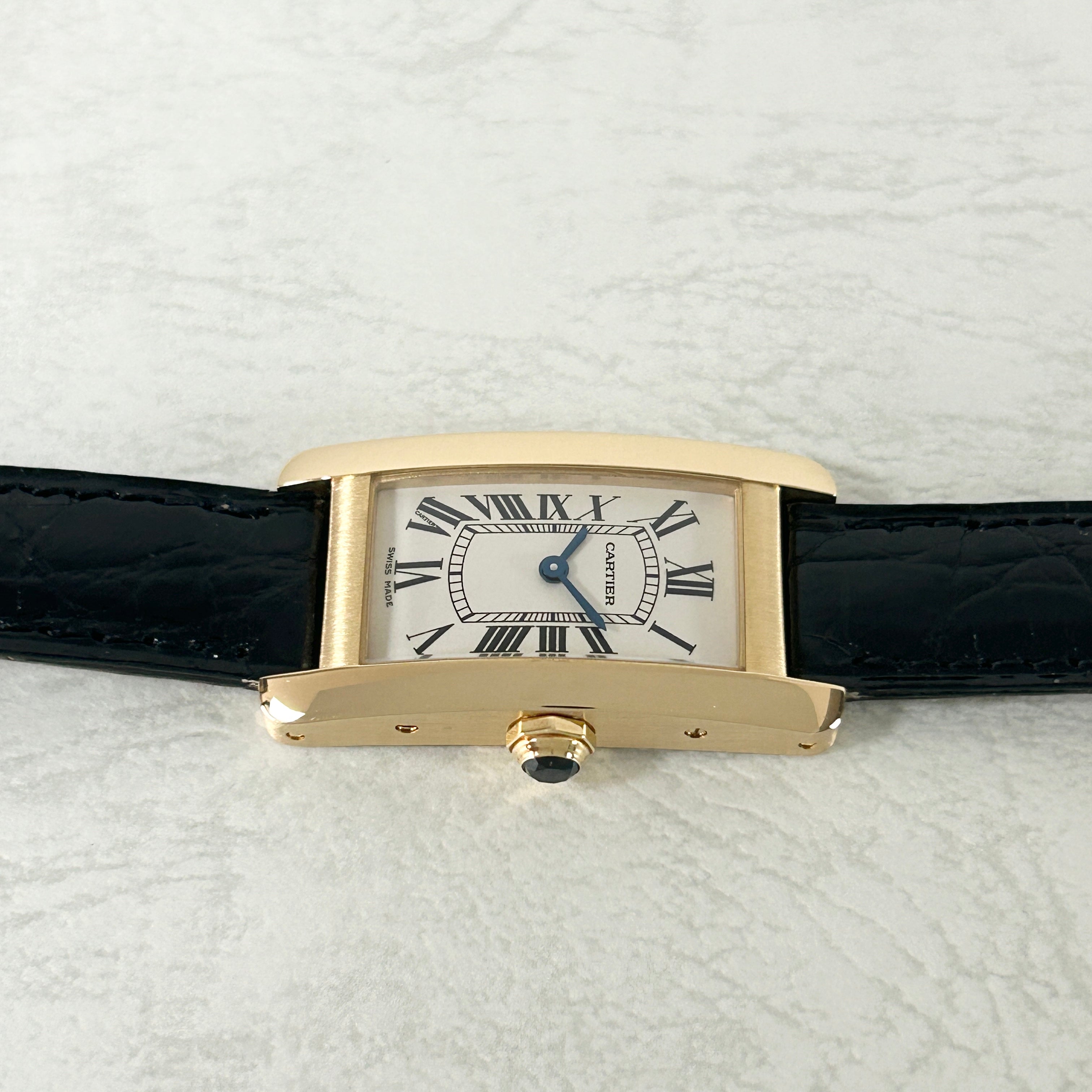 【Cartier】カルティエ<BR>タンクアメリカン SM18KYG 付属品付き