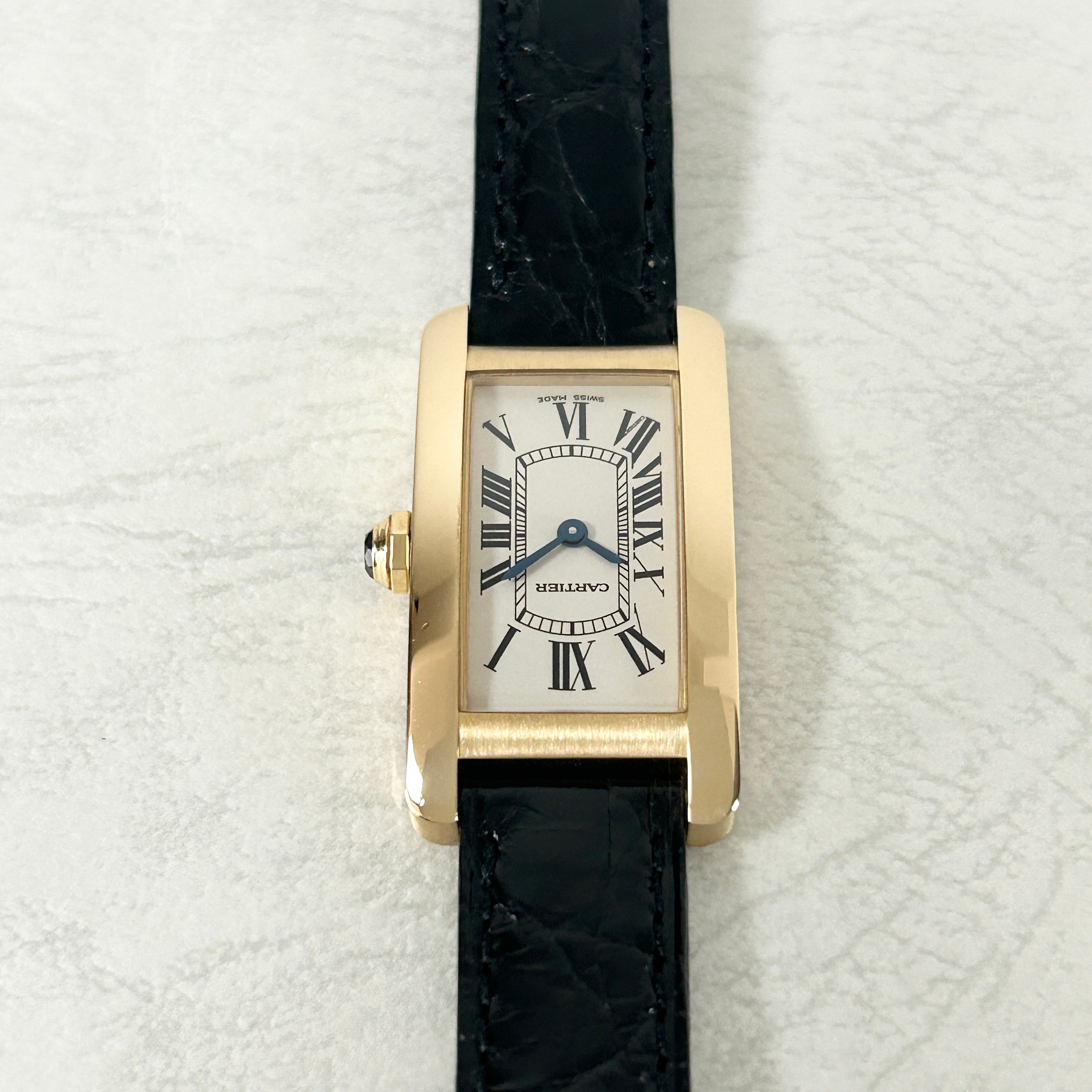 【Cartier】カルティエ<BR>タンクアメリカン SM18KYG 付属品付き