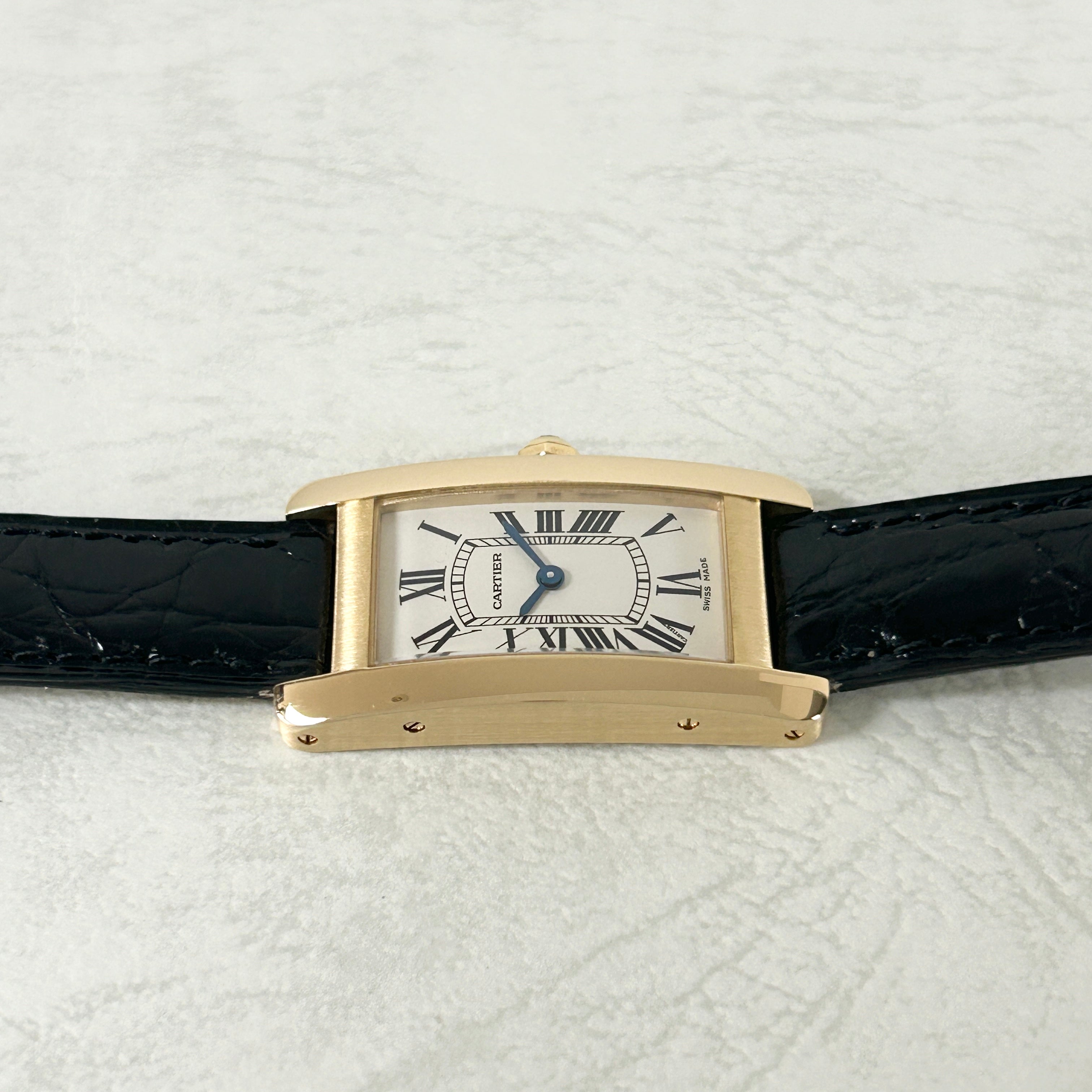 【Cartier】カルティエ<BR>タンクアメリカン SM18KYG 付属品付き