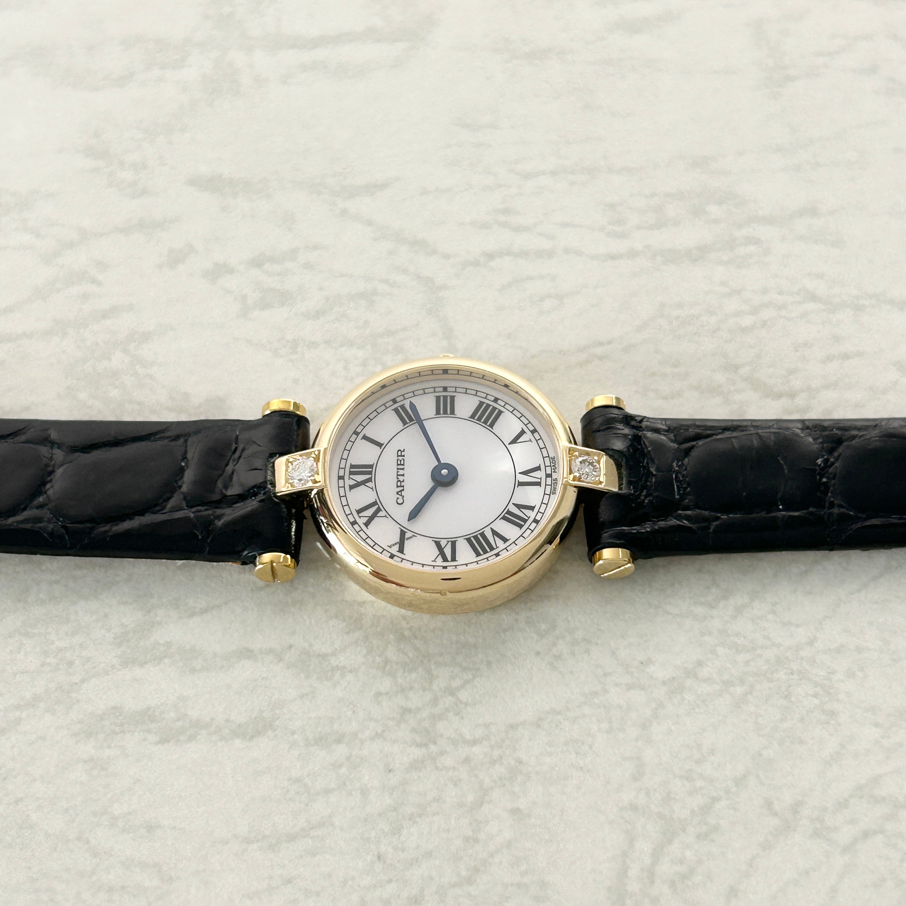 [Cartier] Cartier Mini Vendome 18KYG 3PDiamonds with genuine 18KYG buckle